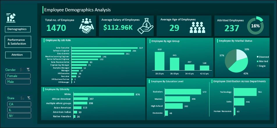 Dashboard 1:  Employee Demographics
