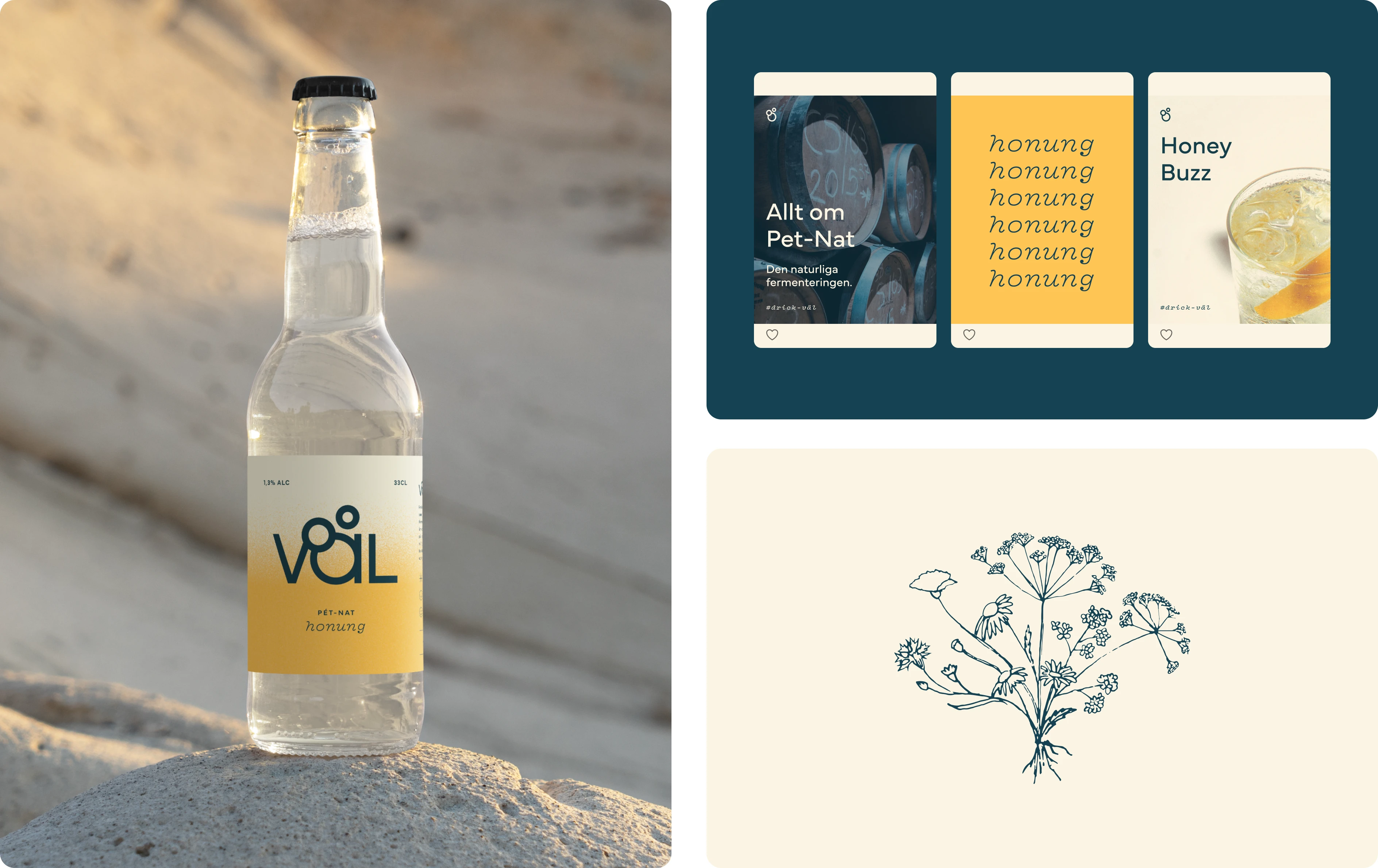 Label design, social media assets and illustrations.