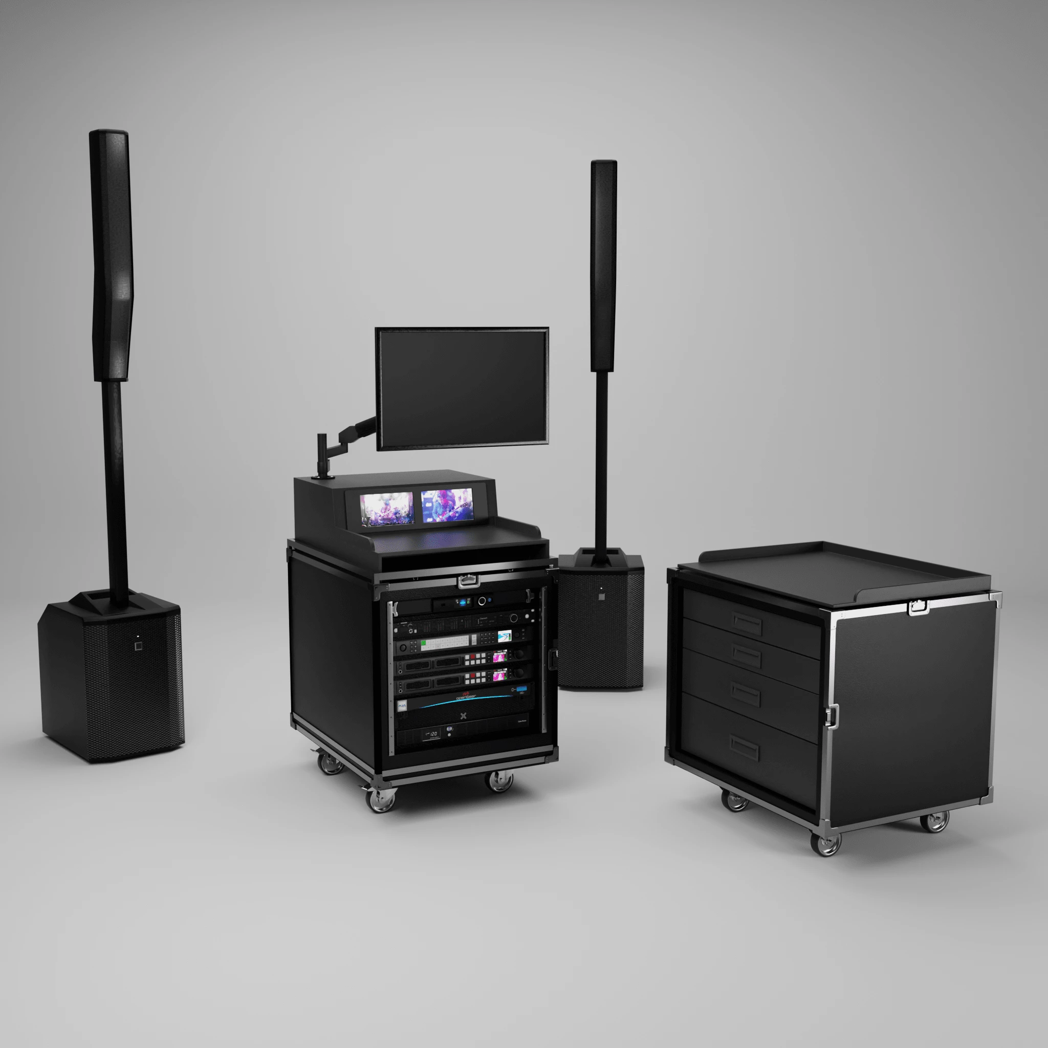 Fully Assembled Custom ATA Case Rendering