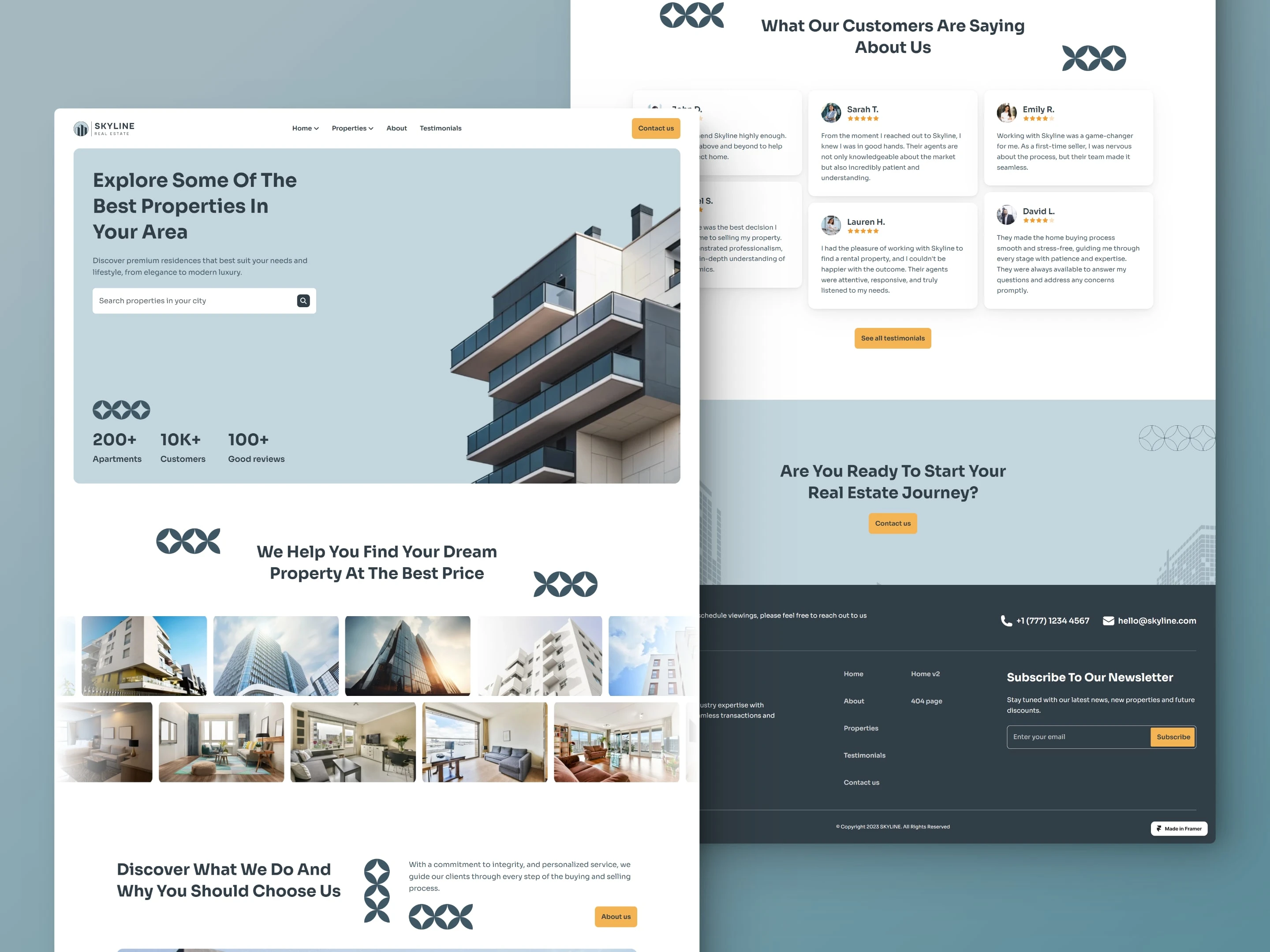 Homepage for Skyline Real Estate Website