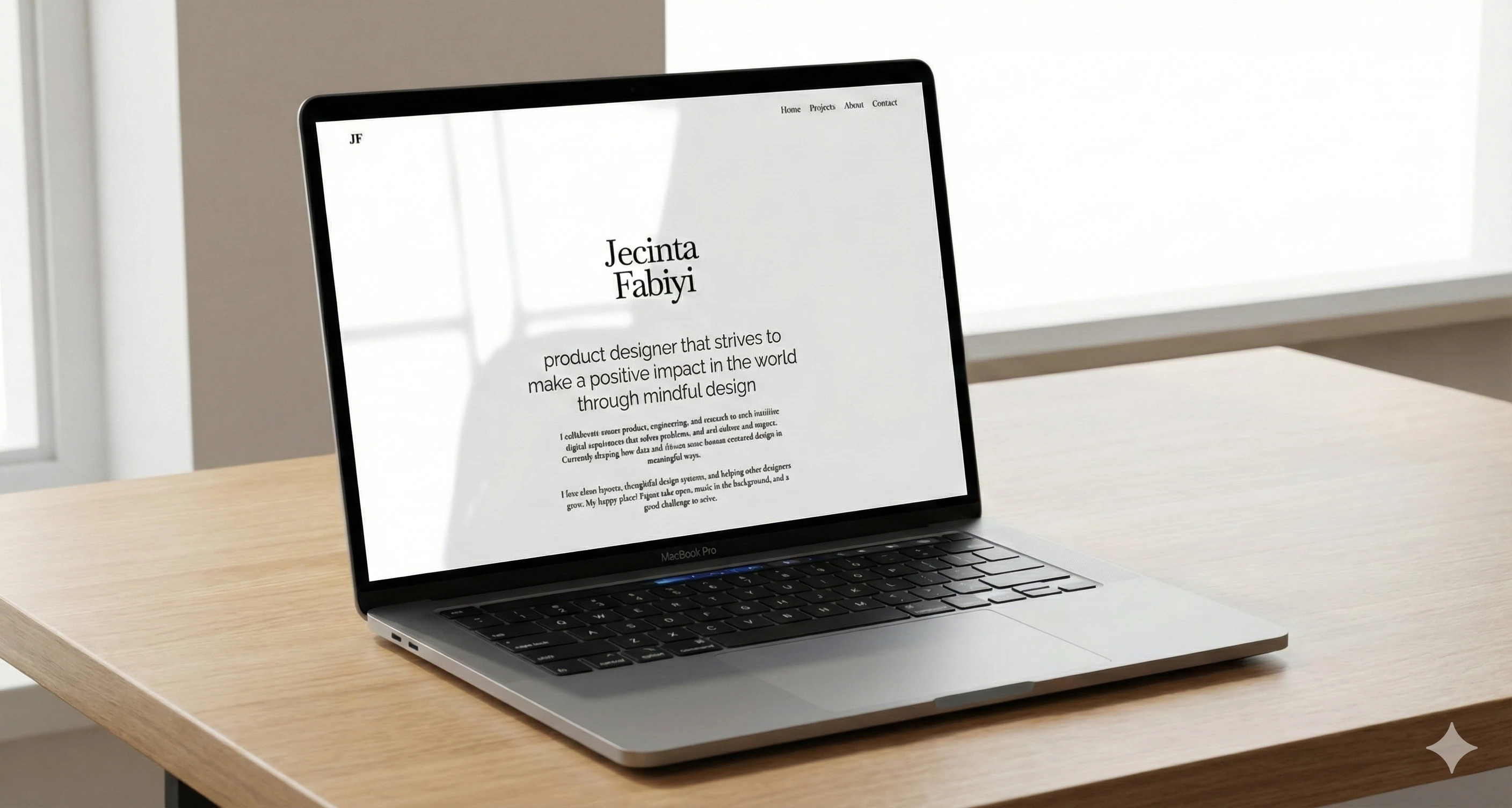 Hero Section of Jecinta's Portfolio site