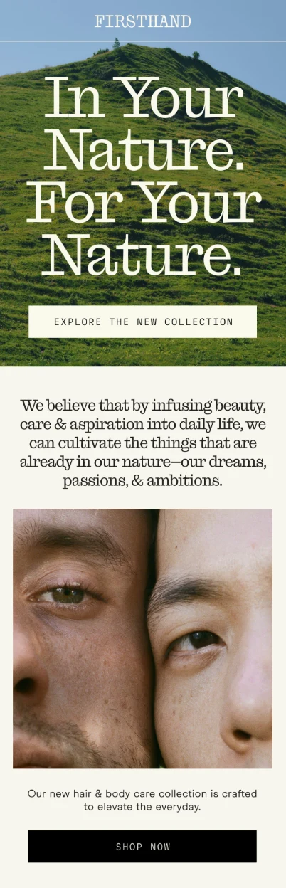 Strategic email sequence introducing new collection with aspirational messaging and clear CTAs that contributed to 400% traffic growth.