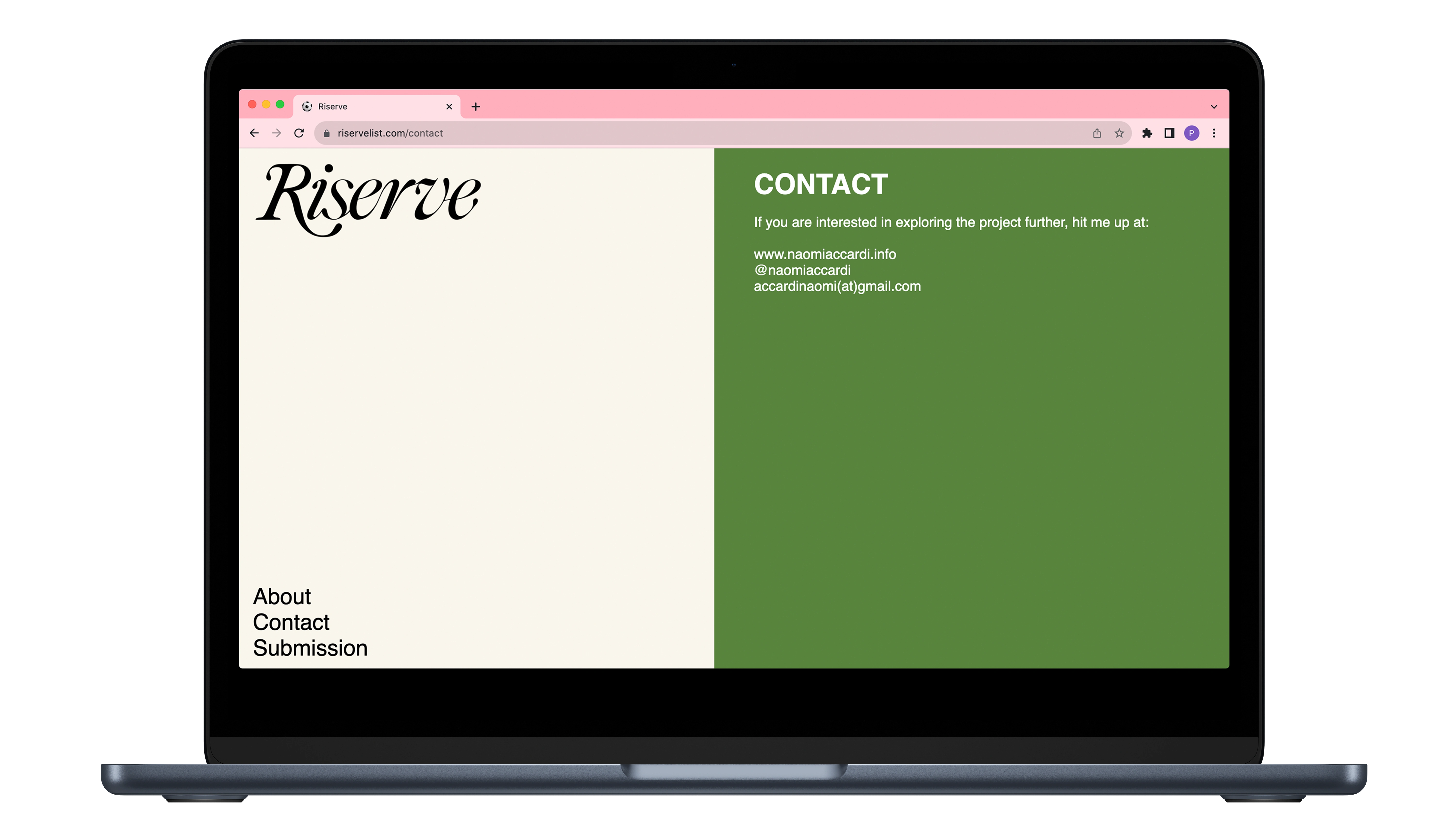 WEBSITE MOCKUP - CONTACT PAGE
