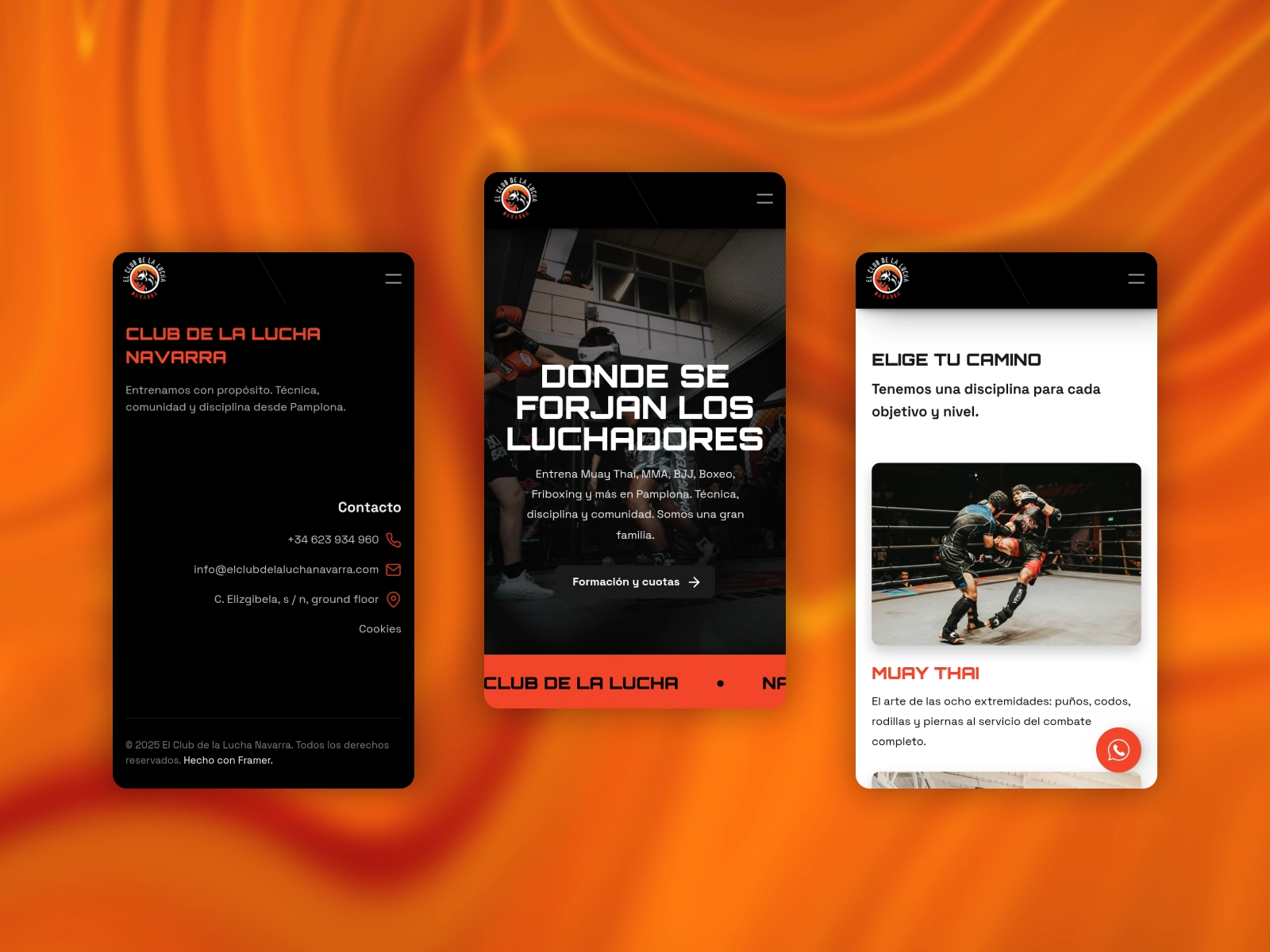 Mobile views: footer, hero, and specialties section