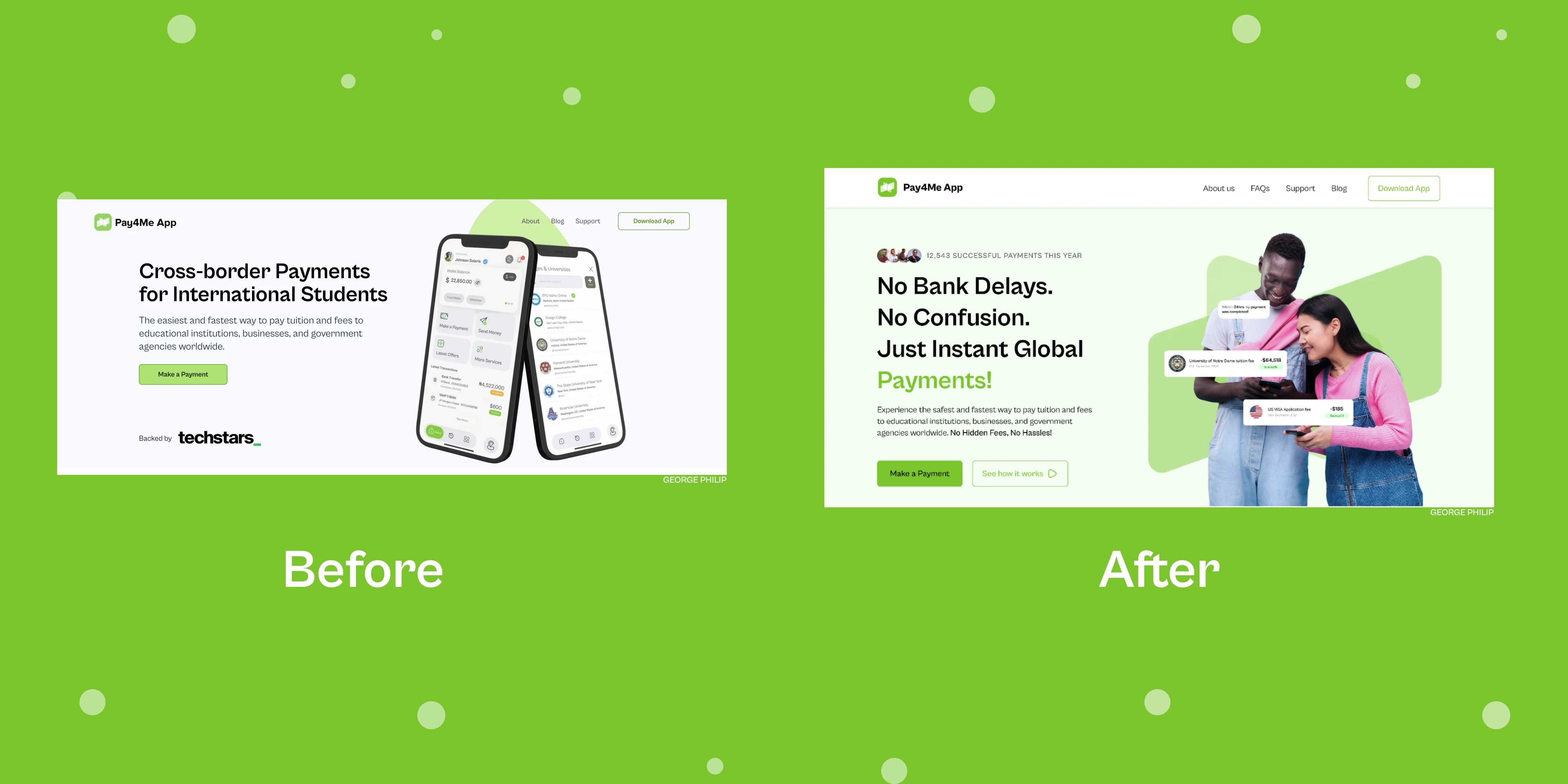 redesign of pay4me app homepage