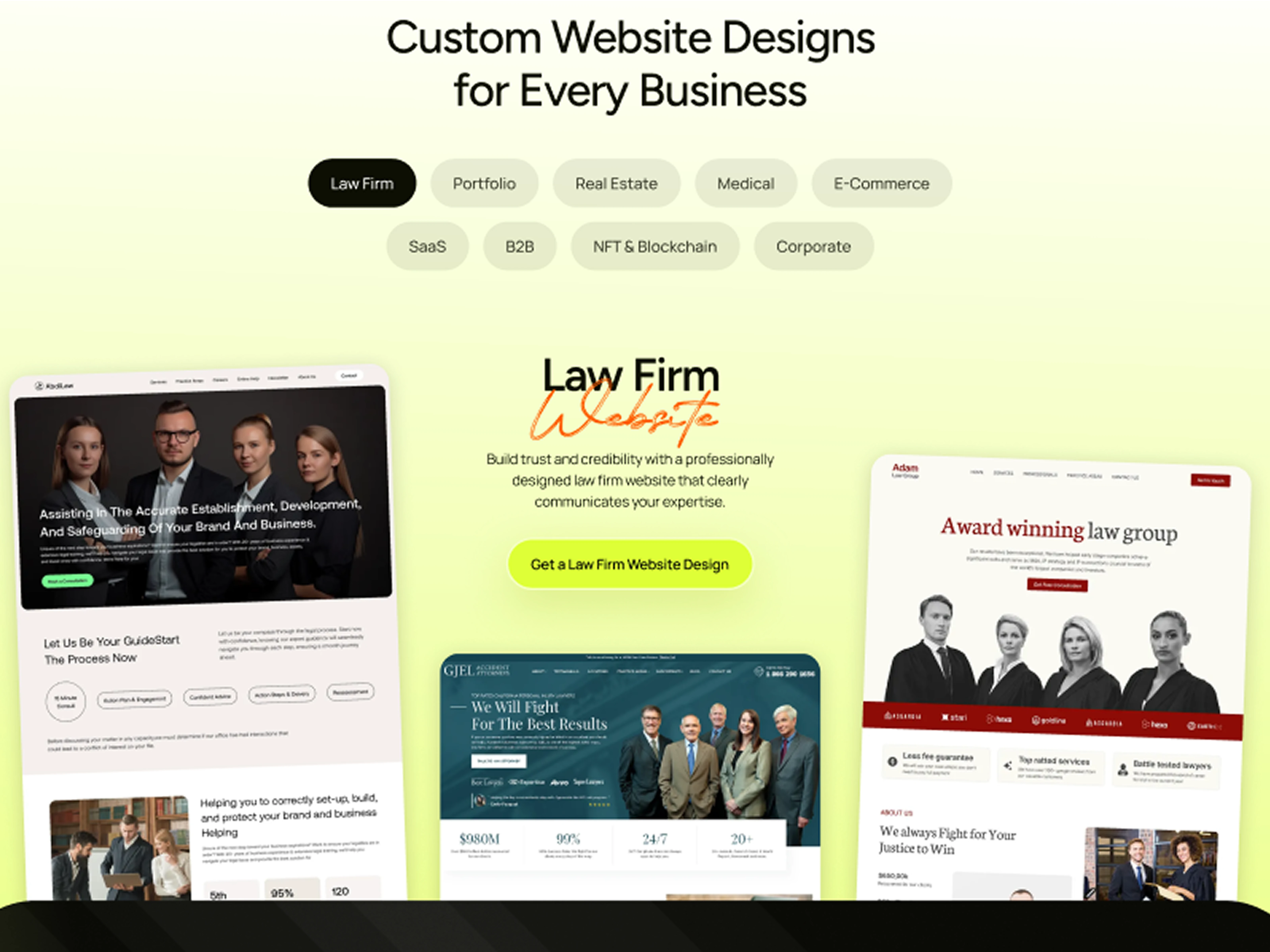 “Custom tabs portfolio section on the UxCreatives Web Design Services landing page in Webflow – showcasing past projects in an interactive, responsive layout designed to build trust and highlight creative expertise