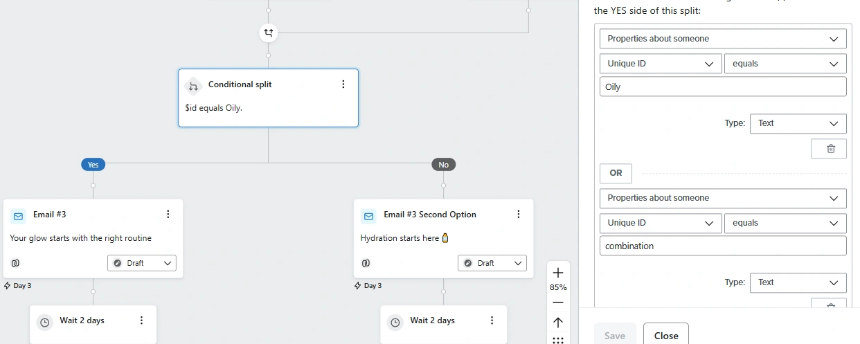 Screenshot of Conditional Split  
