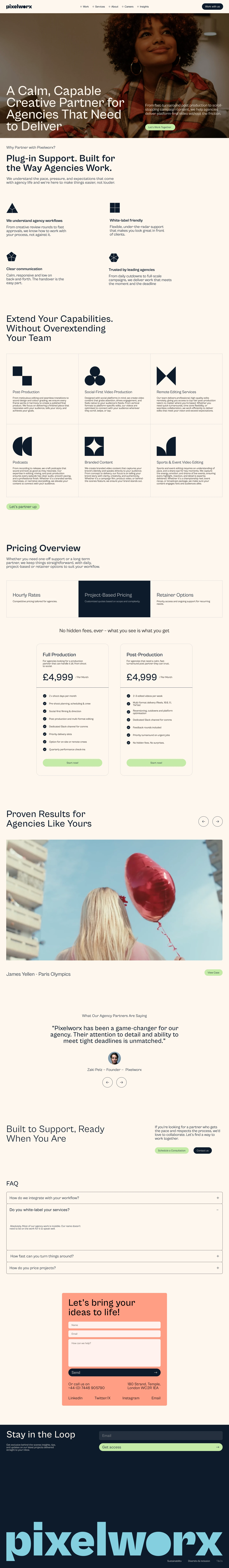 Pixelworx Agency Landing Page