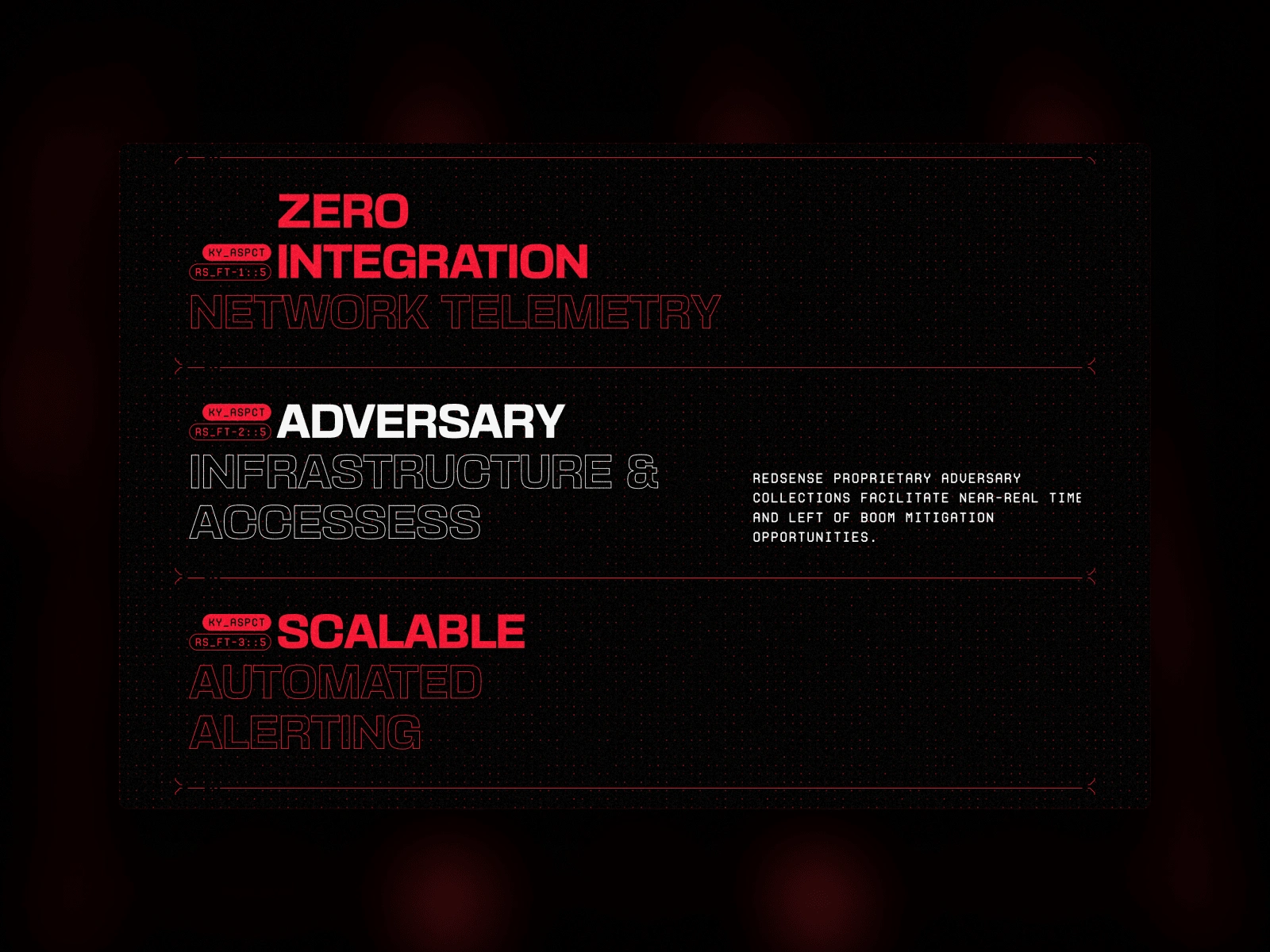 key features section showing hover state