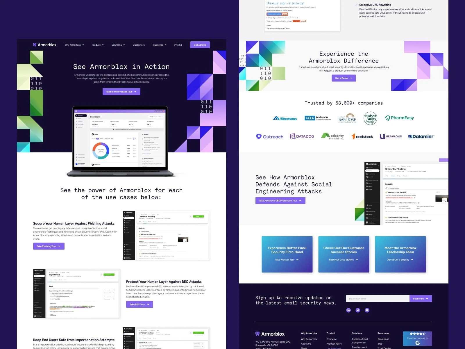 Designed website pages