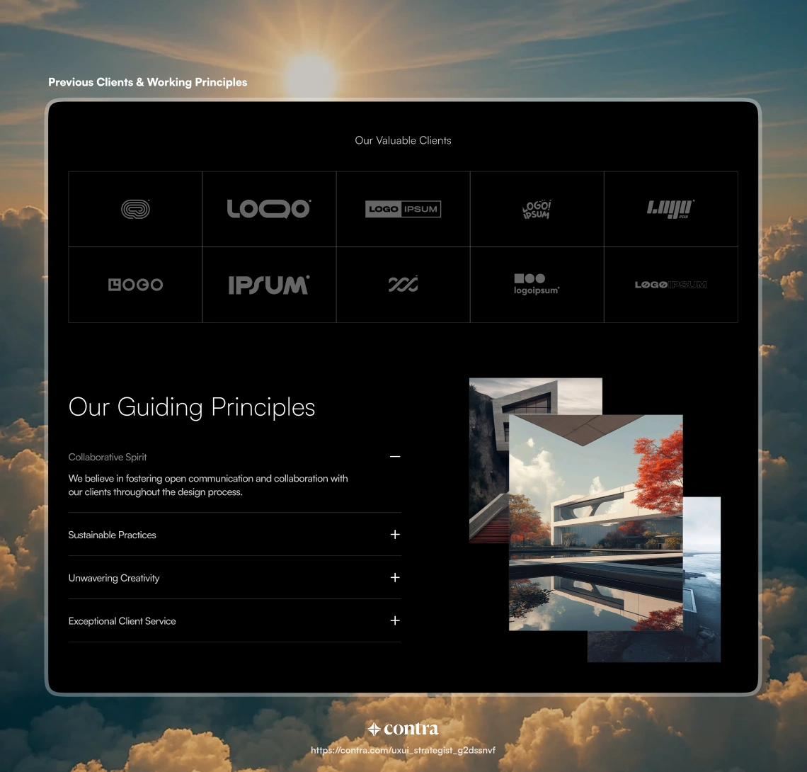 Previous Clients and Principles Section