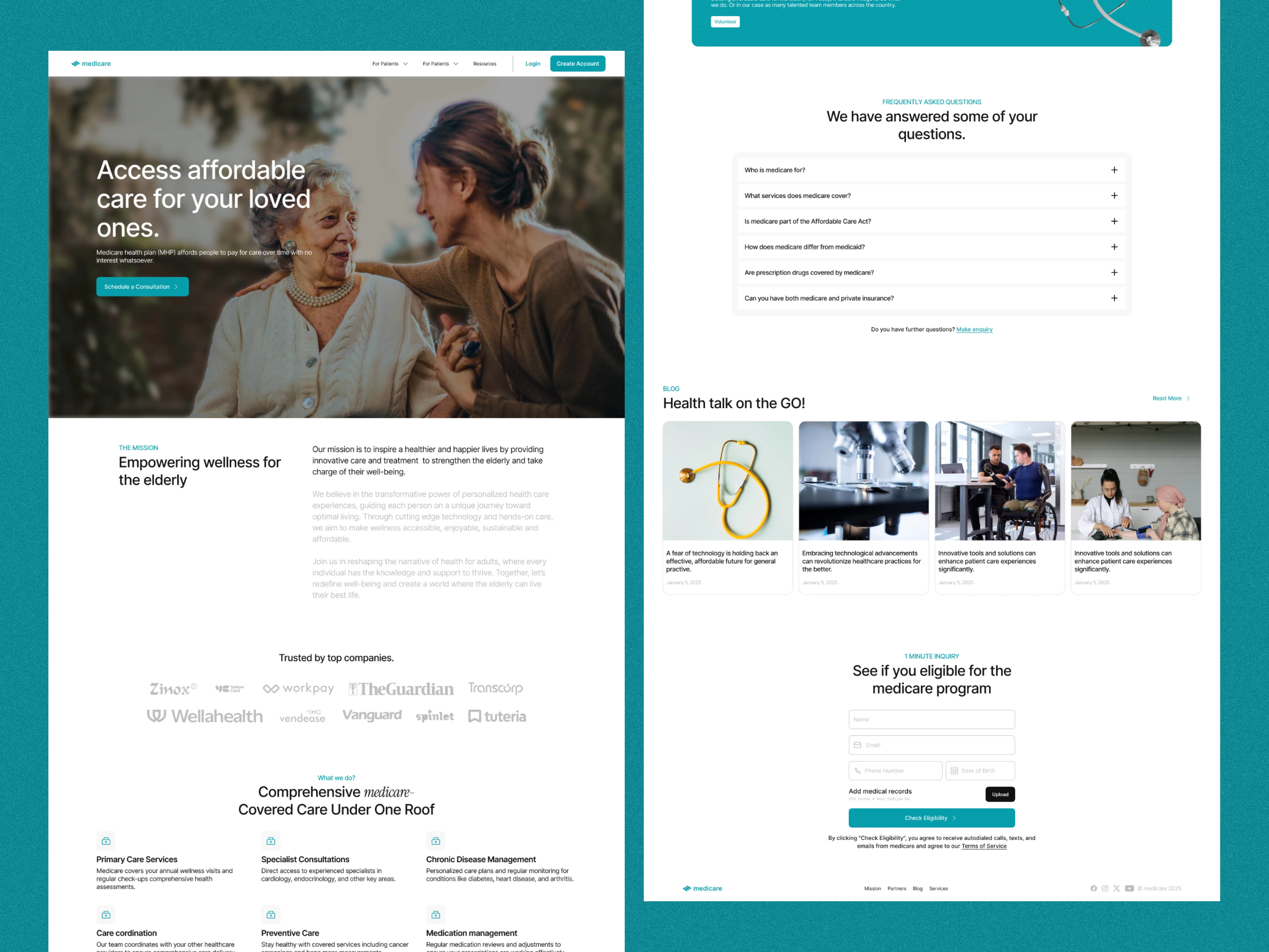 Full preview of medicare website