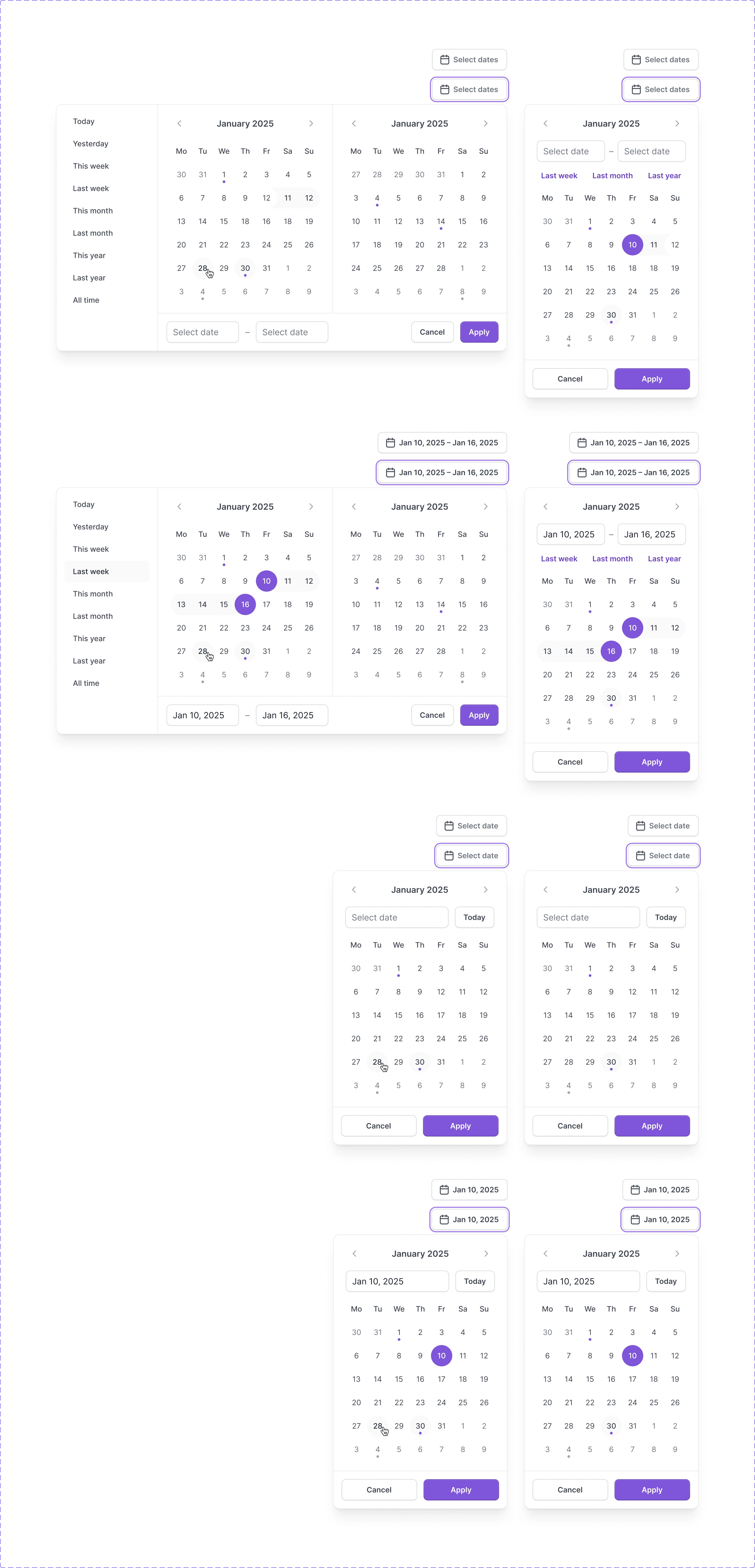 Date picker dropdown / Design System