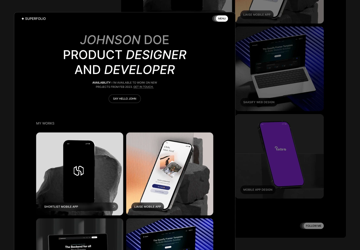 Superfolio - Figma and Framer Template Design