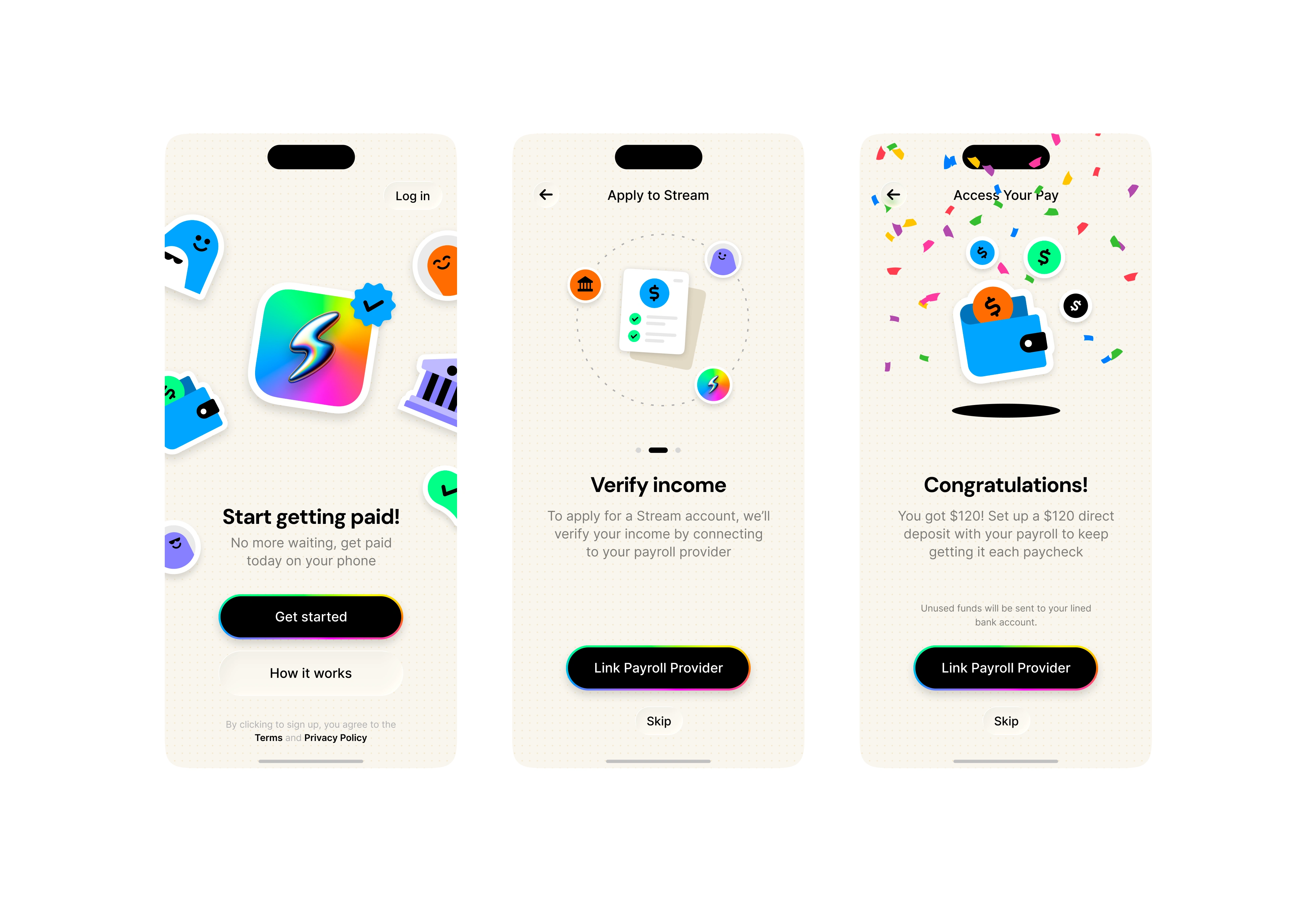 Onboarding screens