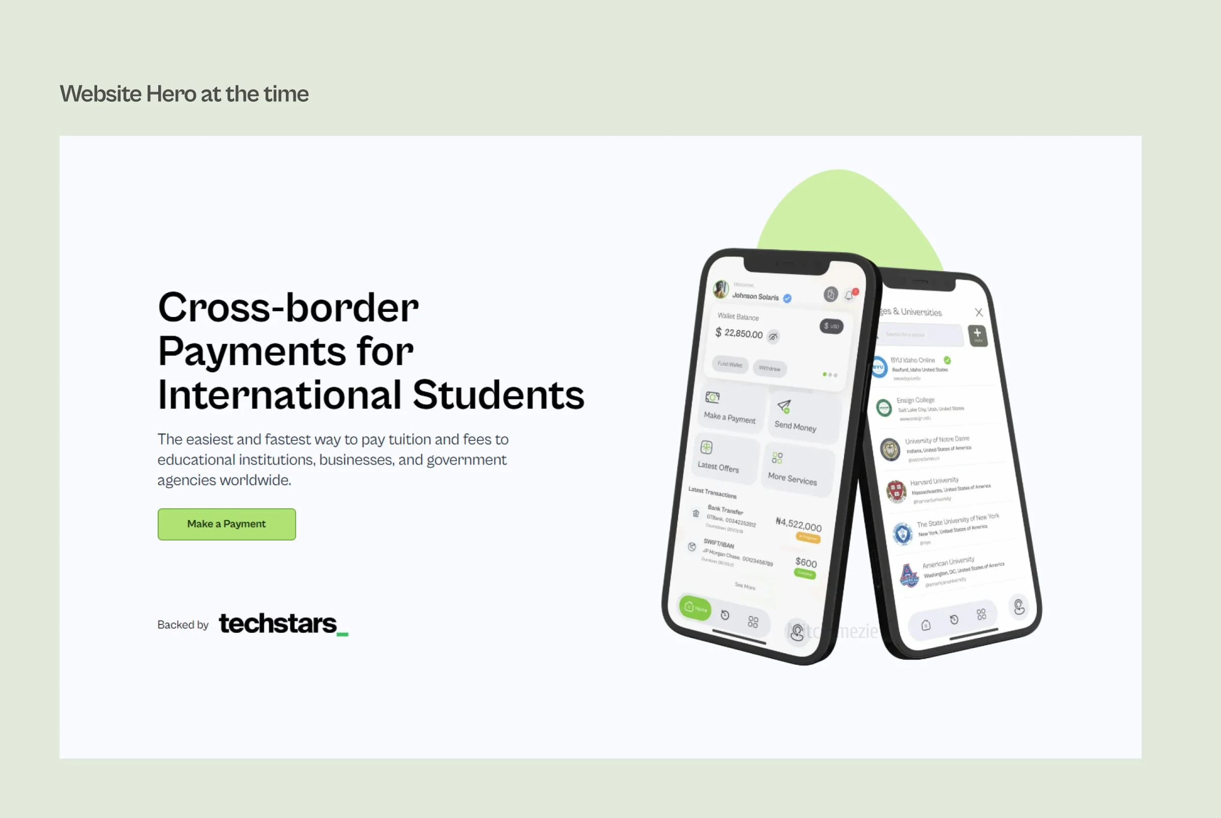 Old Hero section design