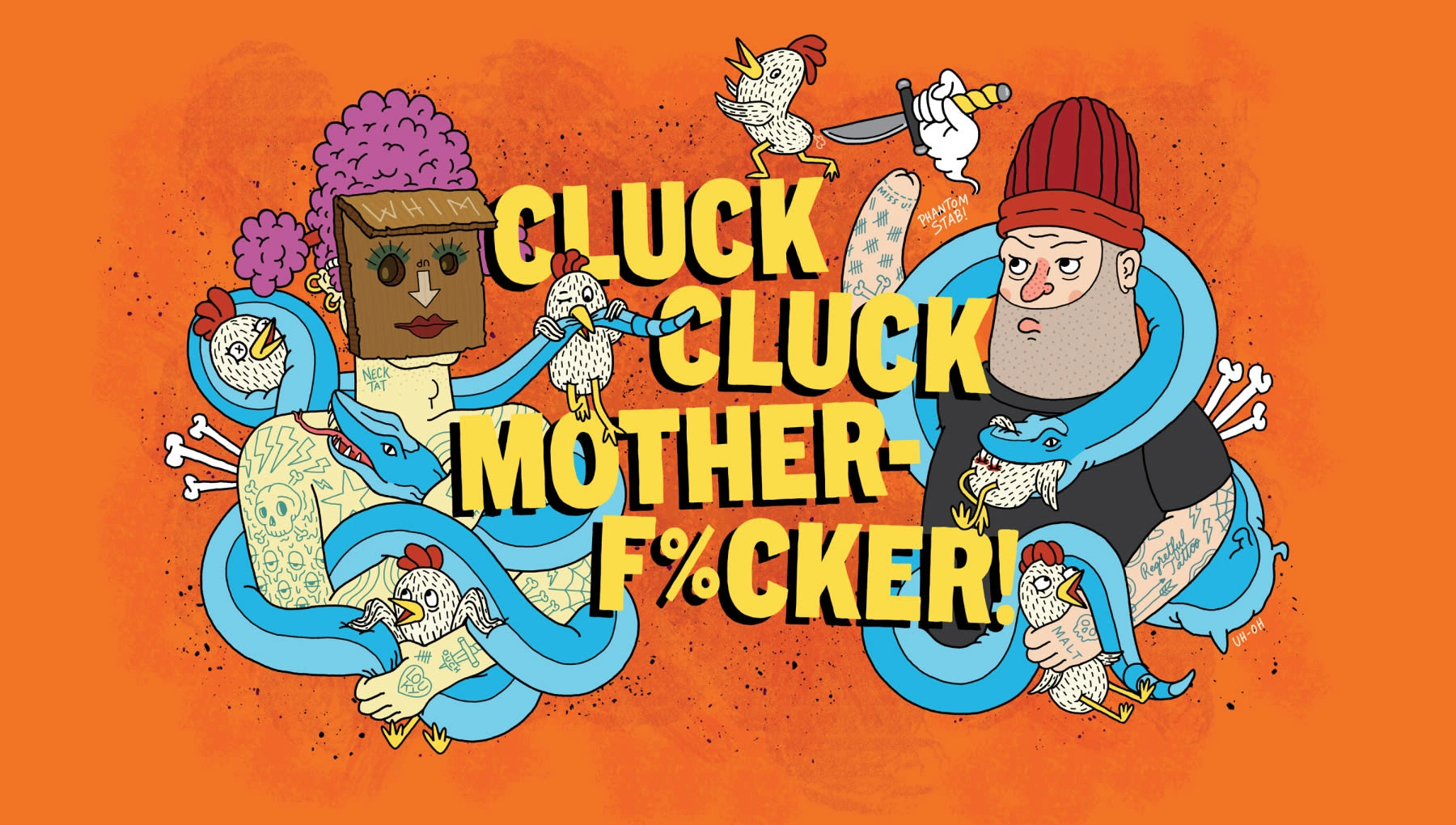 Website hero artwork featuring Whim and Malt.