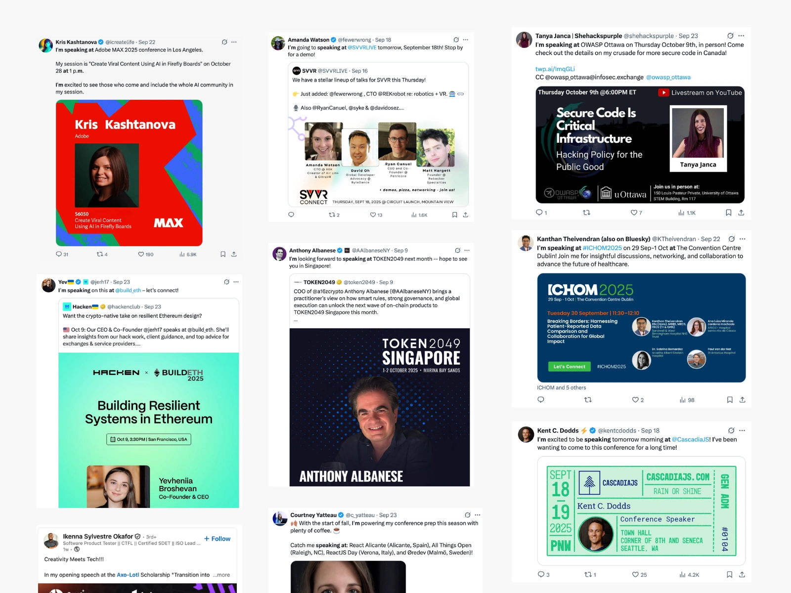 Screenshots from conferences using Spkr.at