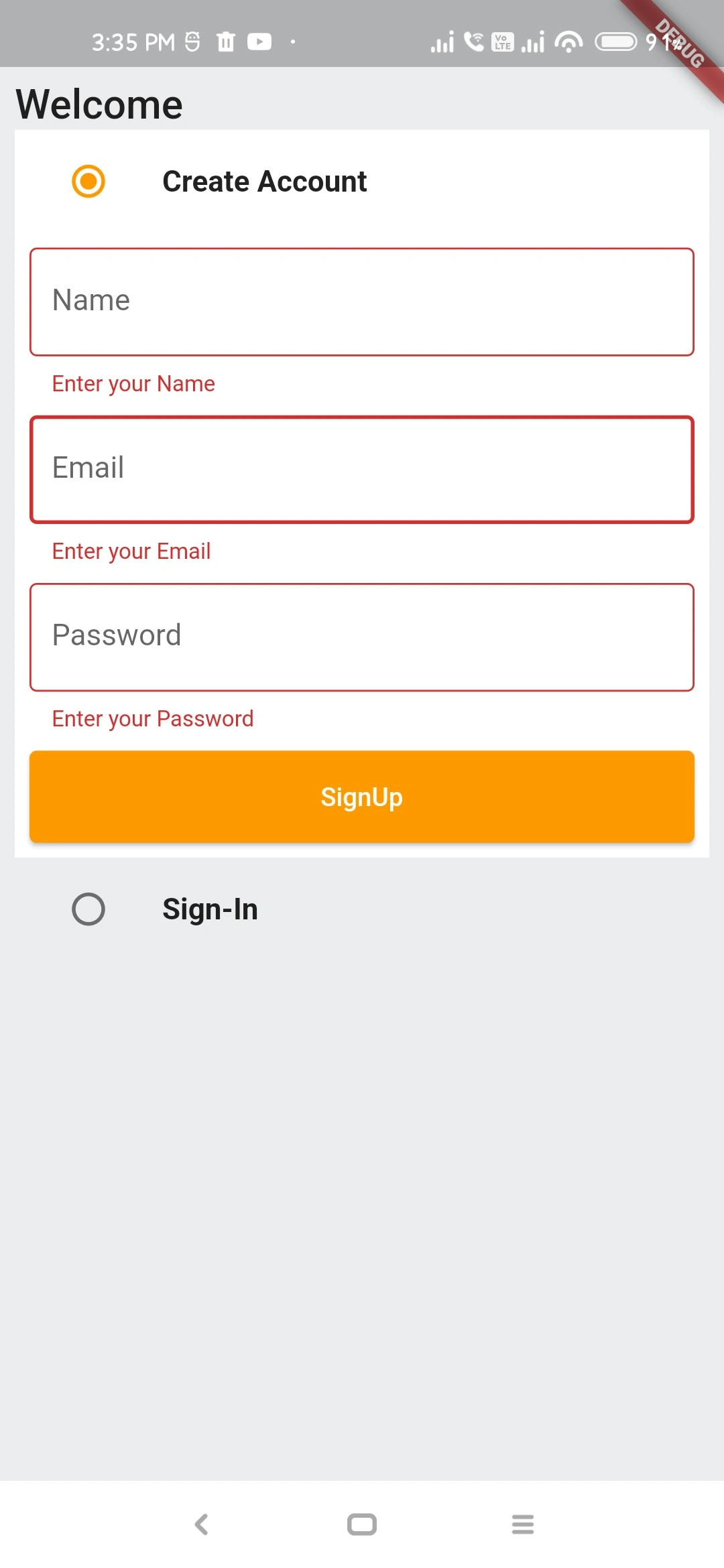 Sign Up Page