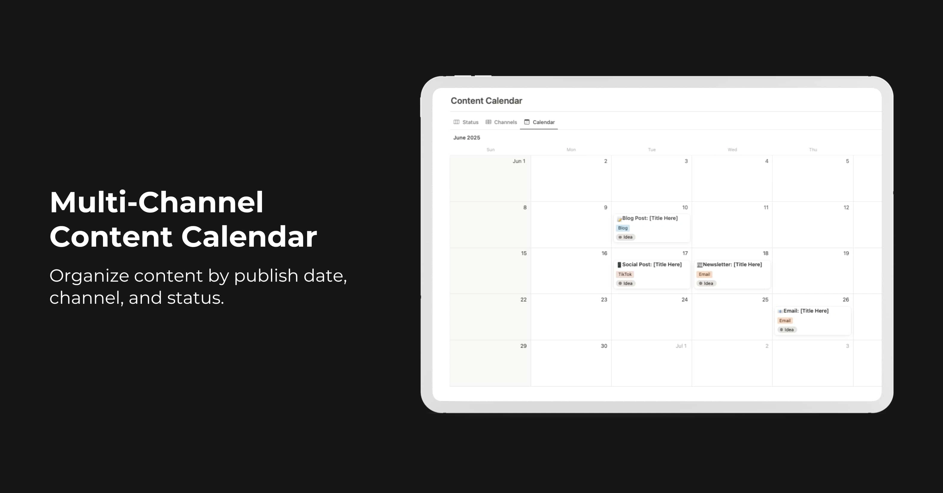 Multi-Channel Content Calendar