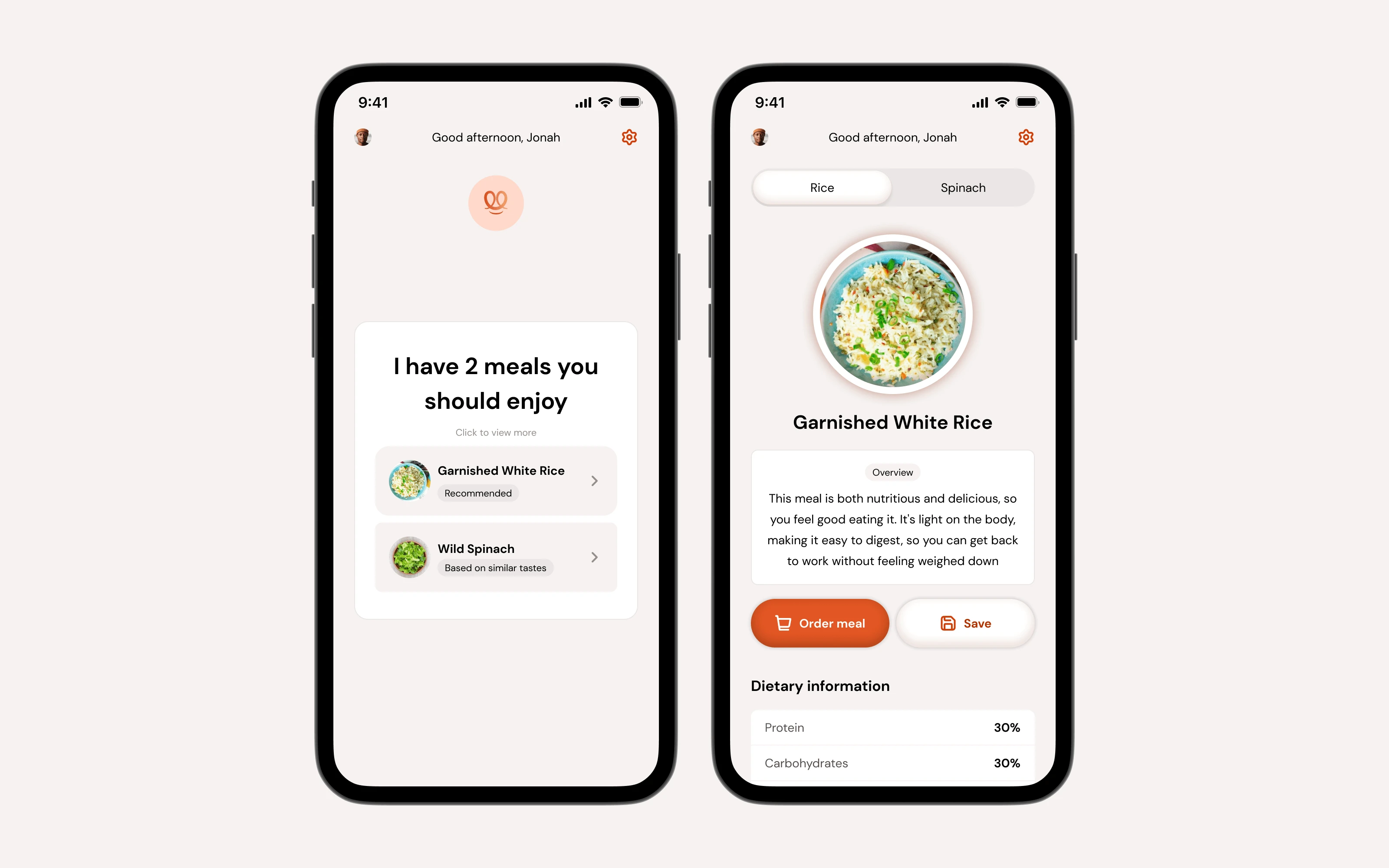 Two meals are suggested