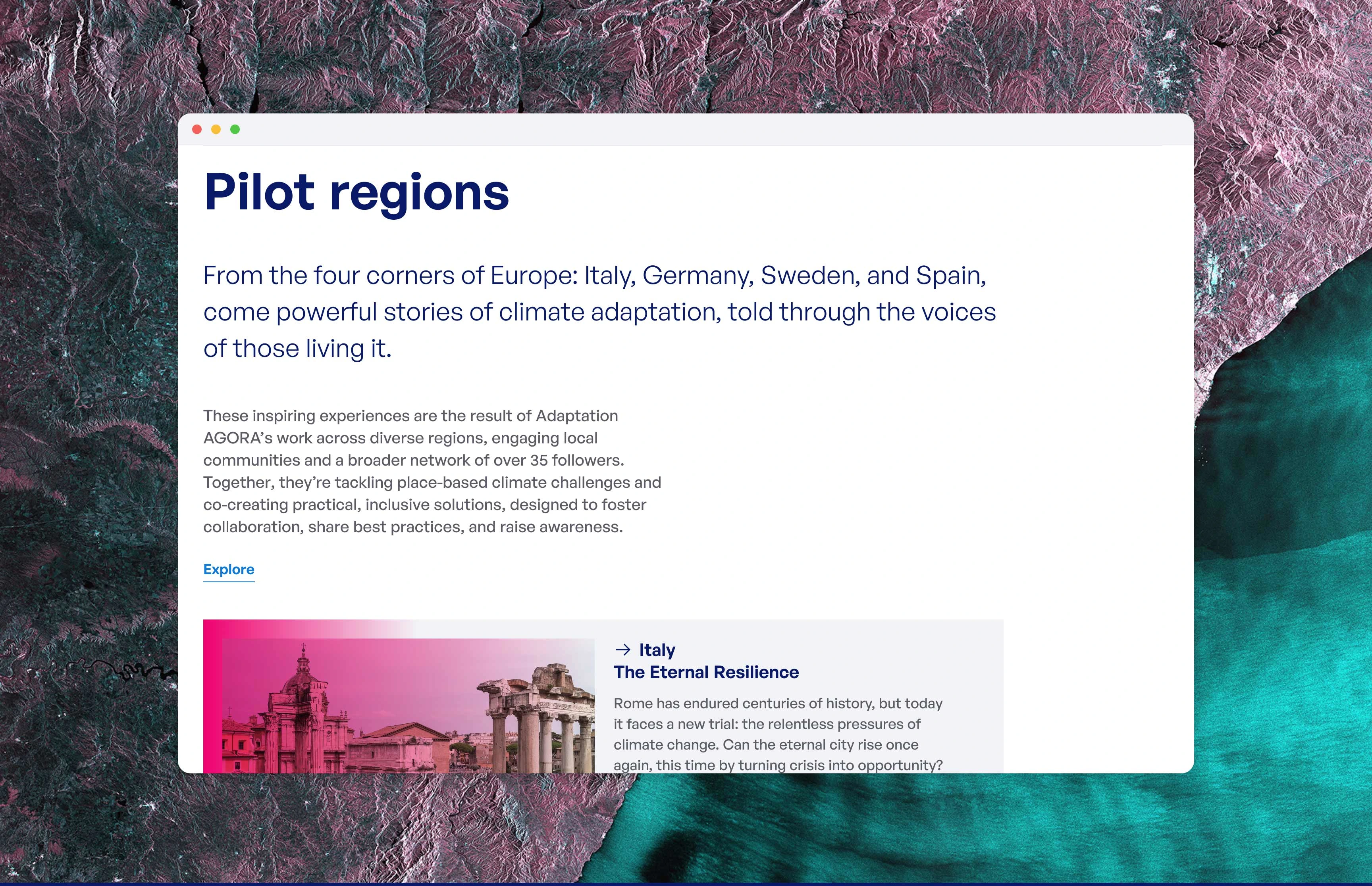 Pilot regions page