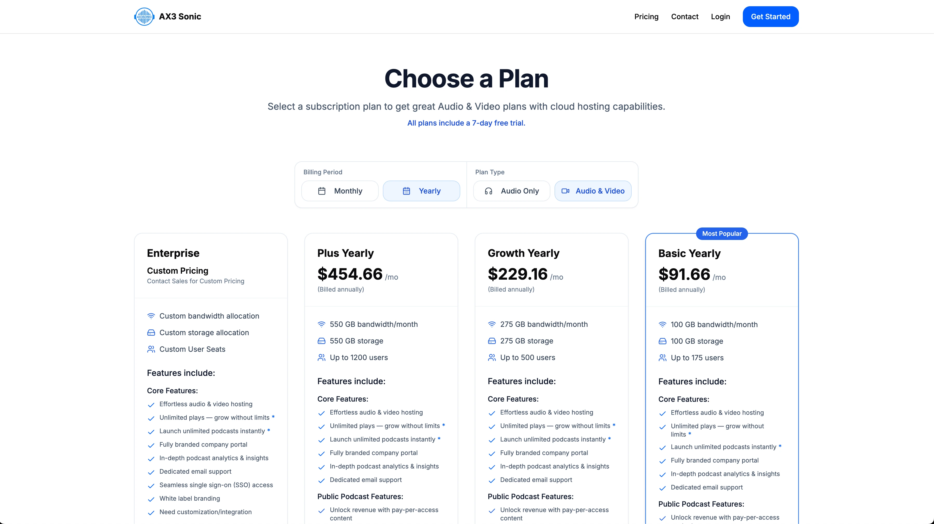 Pricing Plans Page