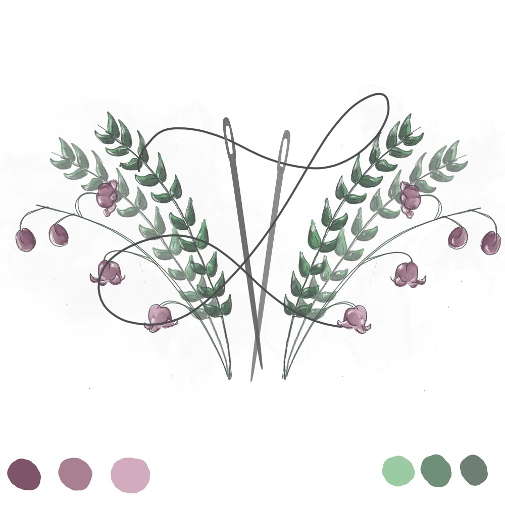 a final sketch of the logo illustration featuring the brand colours