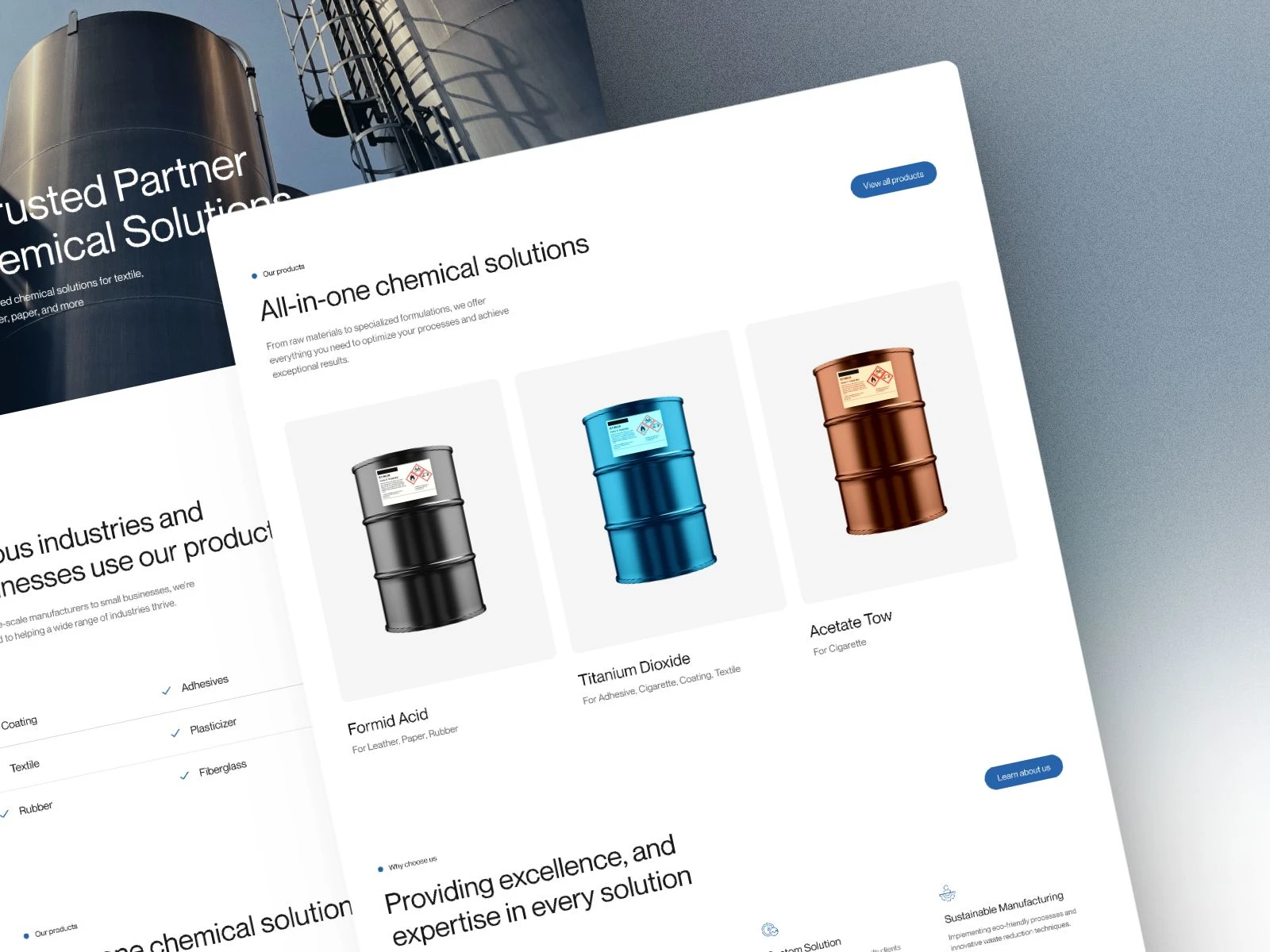 Product section of Chema - one page business website template