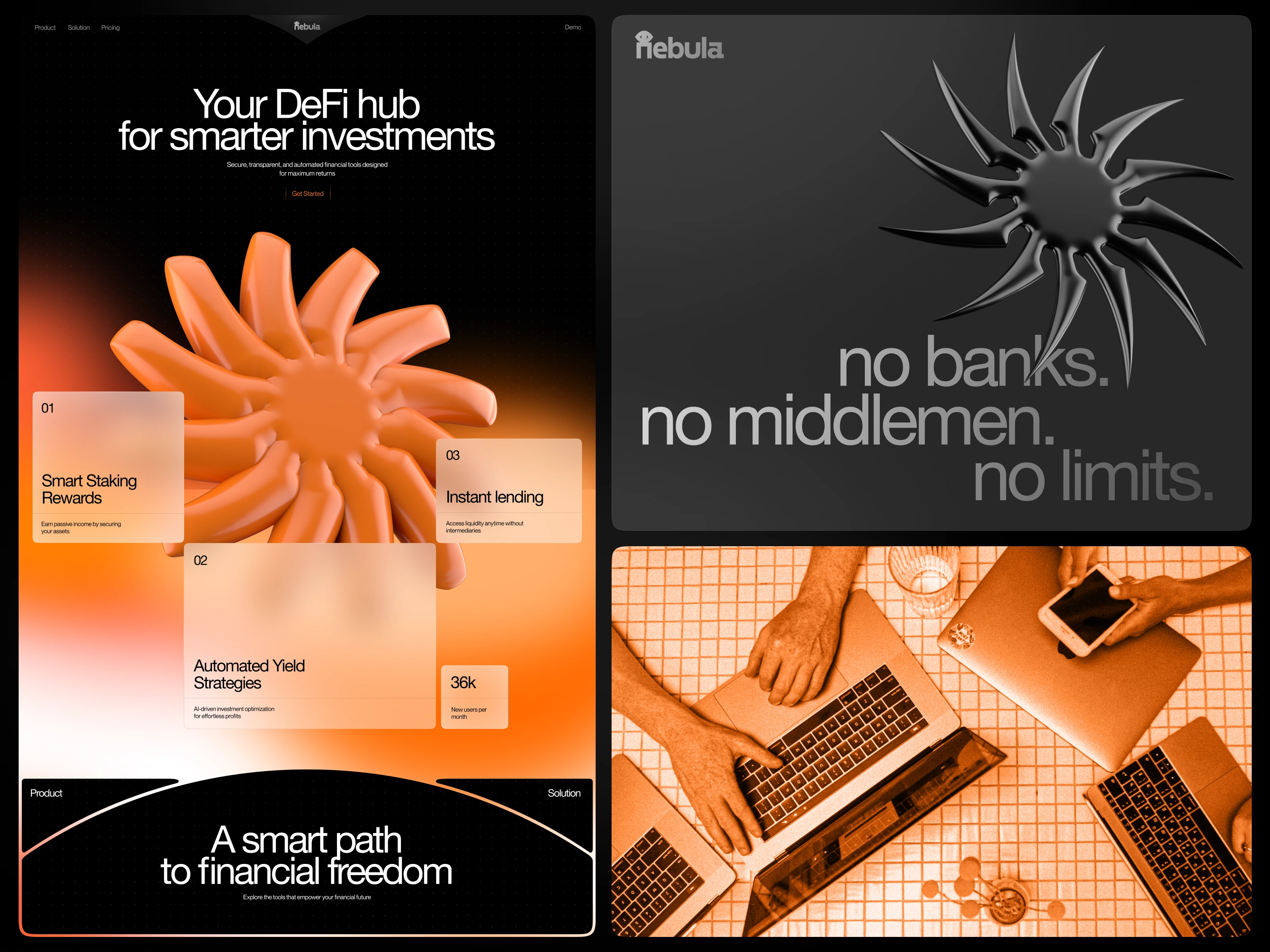 Landing page design for the DeFi company by Qream