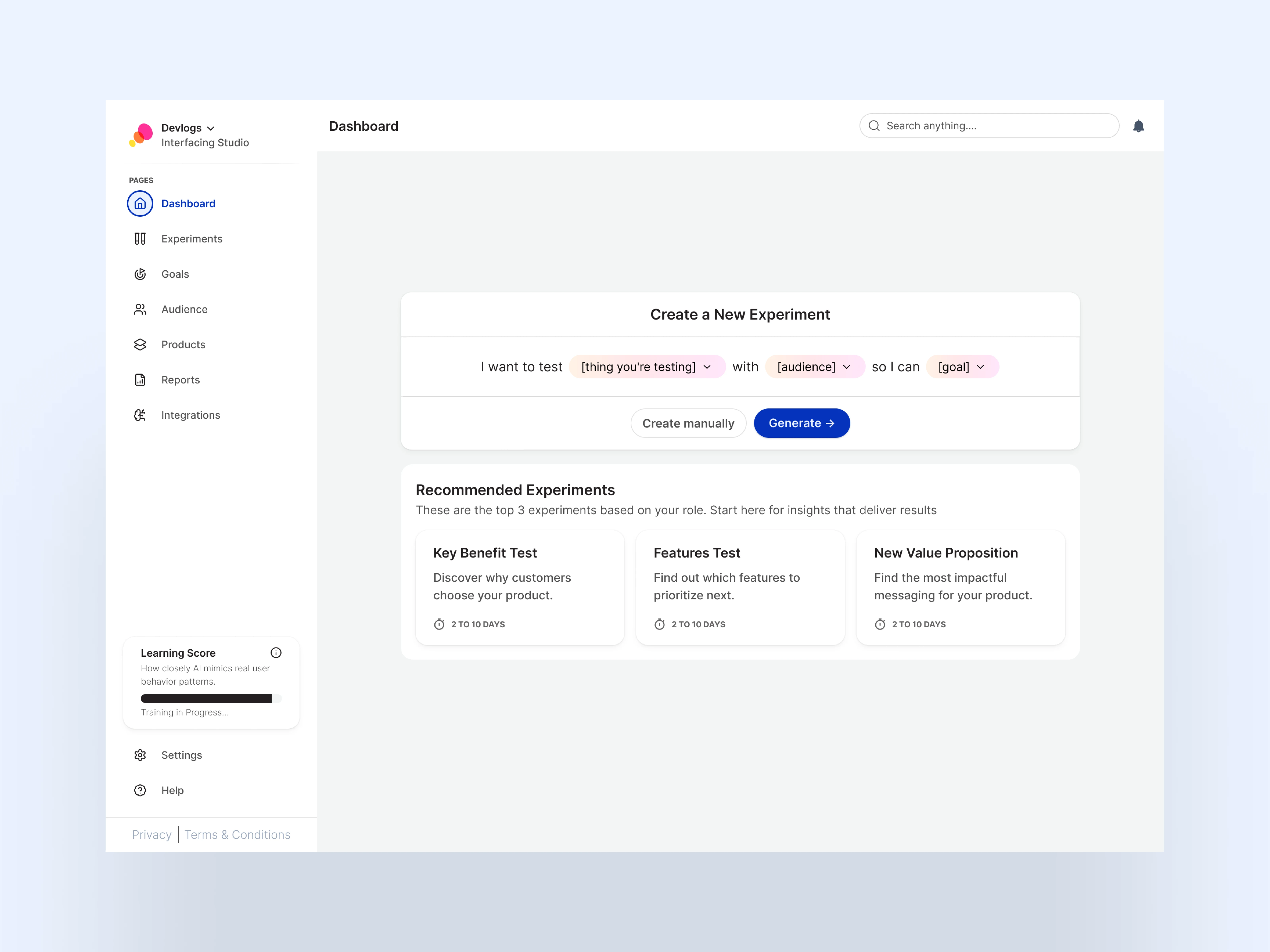 Dashboard For New Users