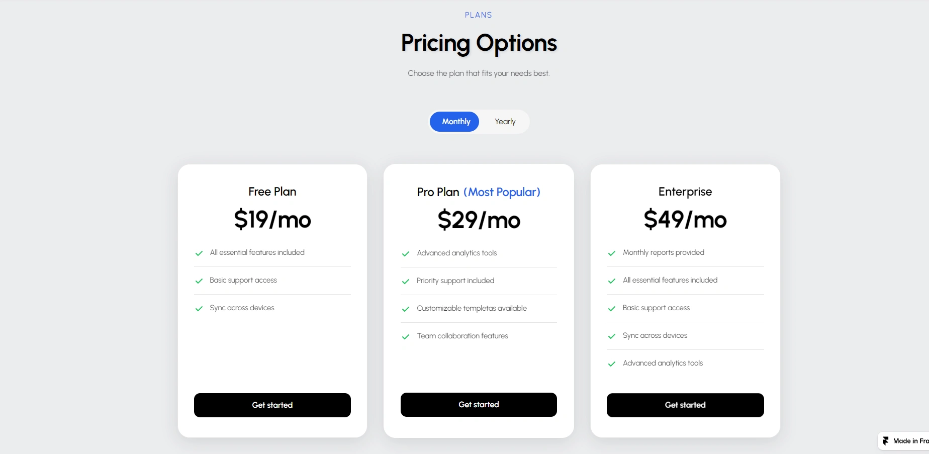 Princing Card in Synko