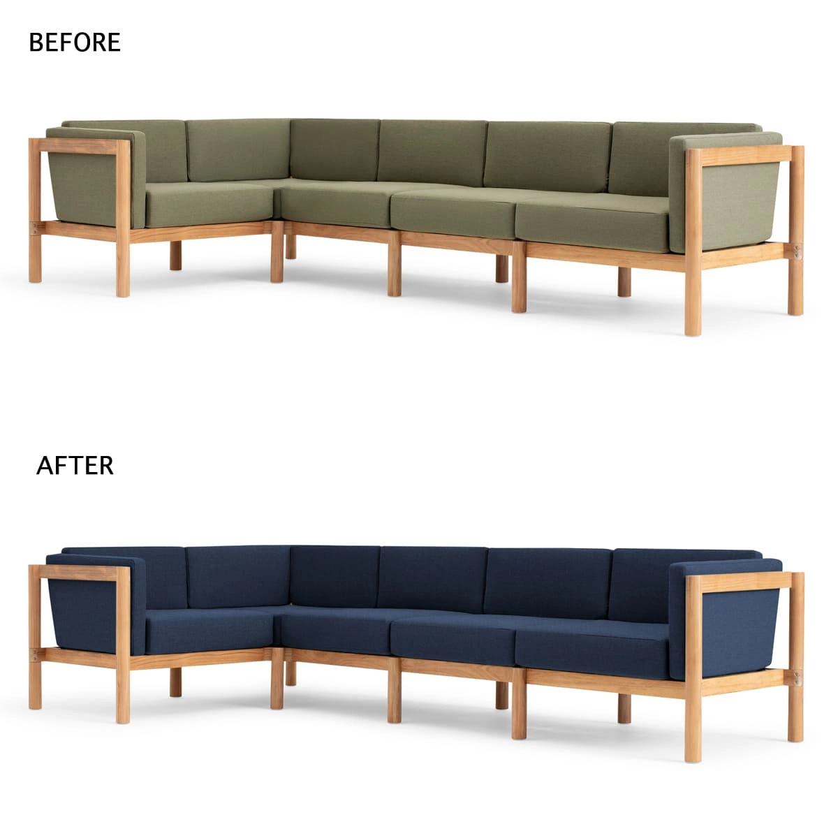 Client required the furniture to be changed from green to blue.