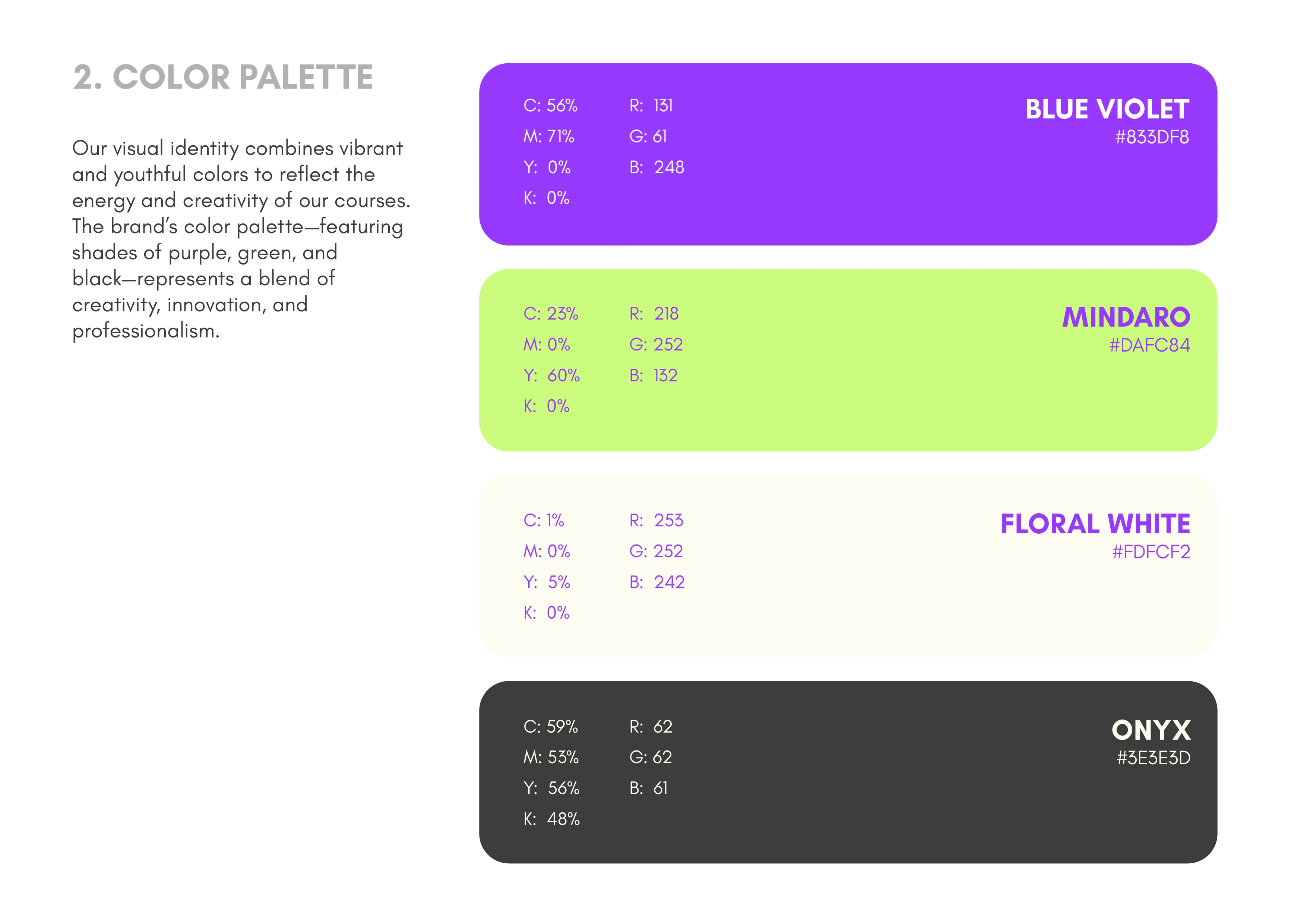 Vibrant and modern EasyBusy color palette designed to engage teenagers and reflect creativity.