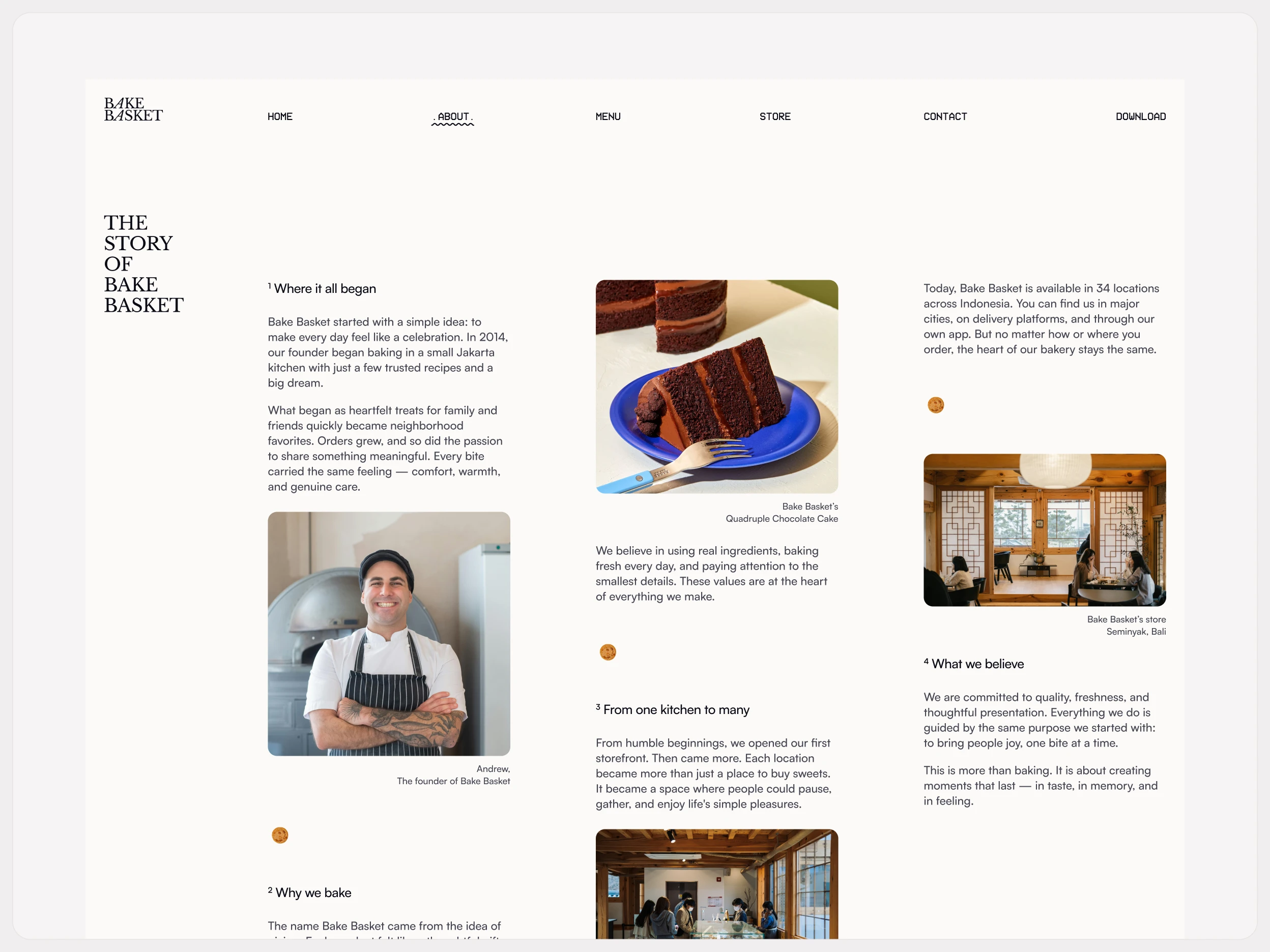 About Page of Bake Basket’s Website