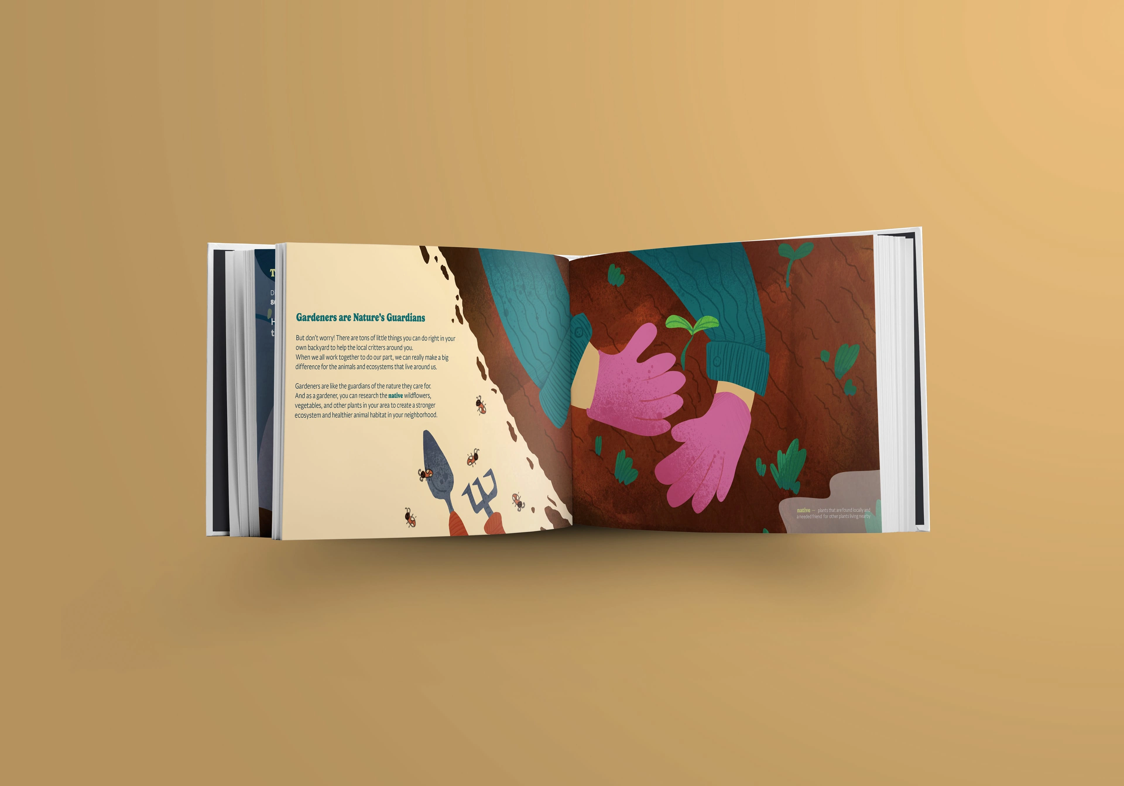 Mockup featuring an illustrated spread