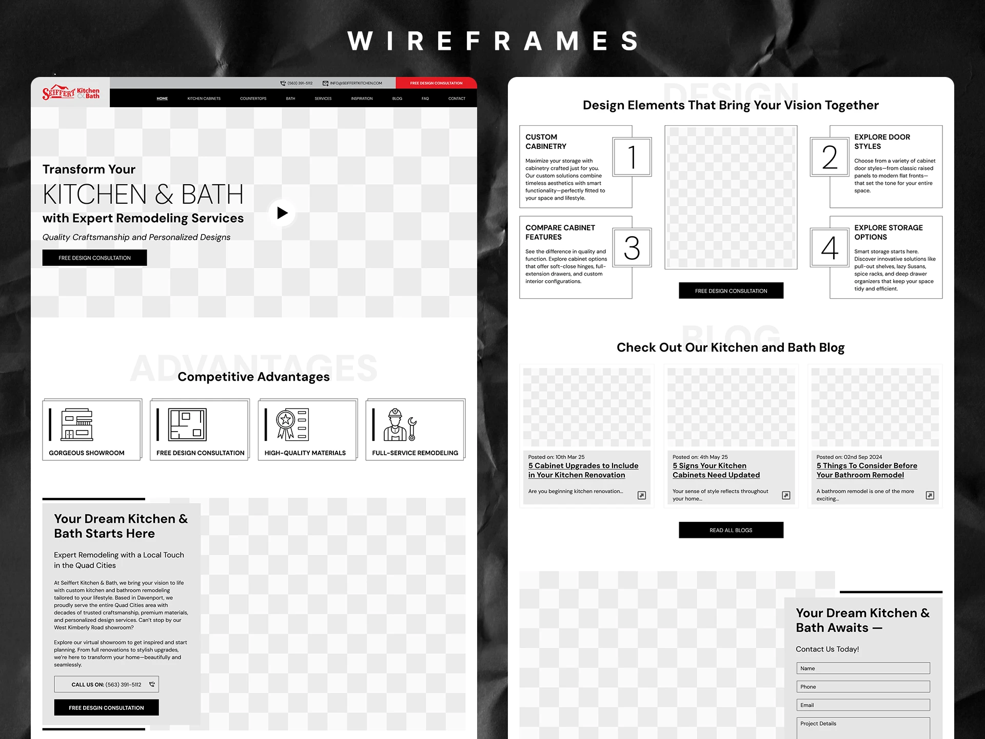 Wireframes made in Figma