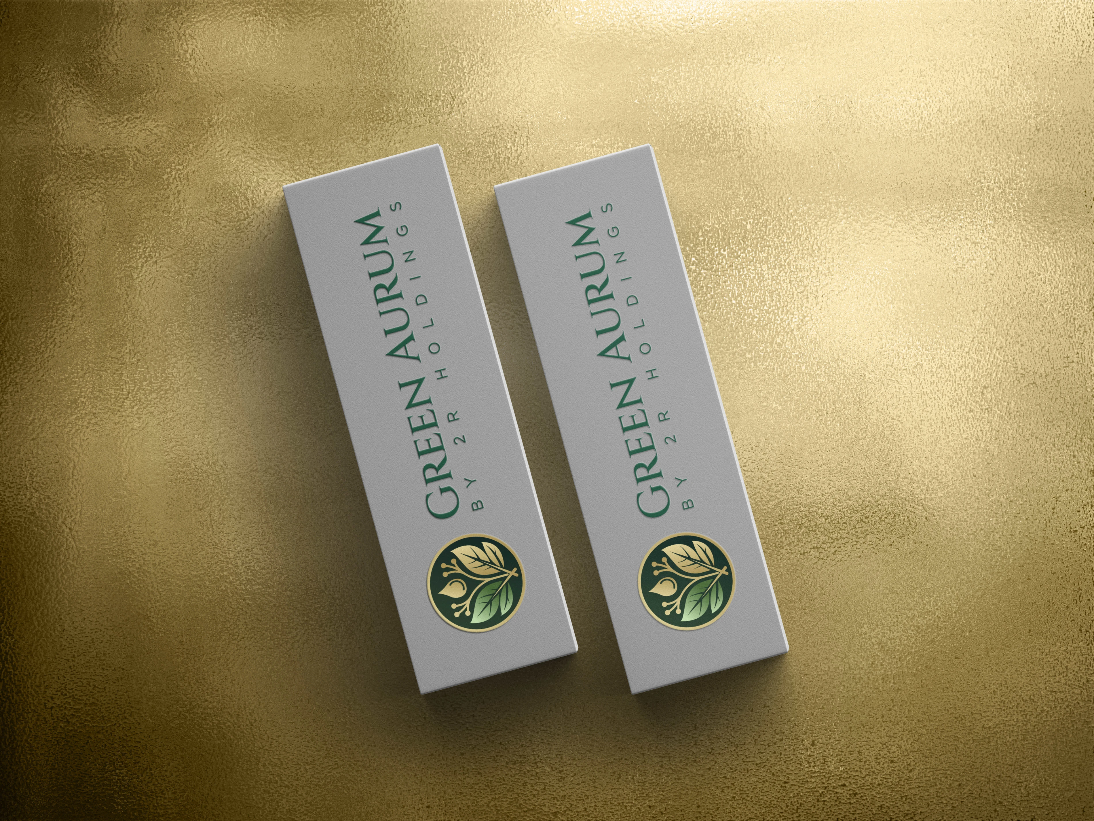  The logo on two slim product packages, showcasing a refined and consistent design.