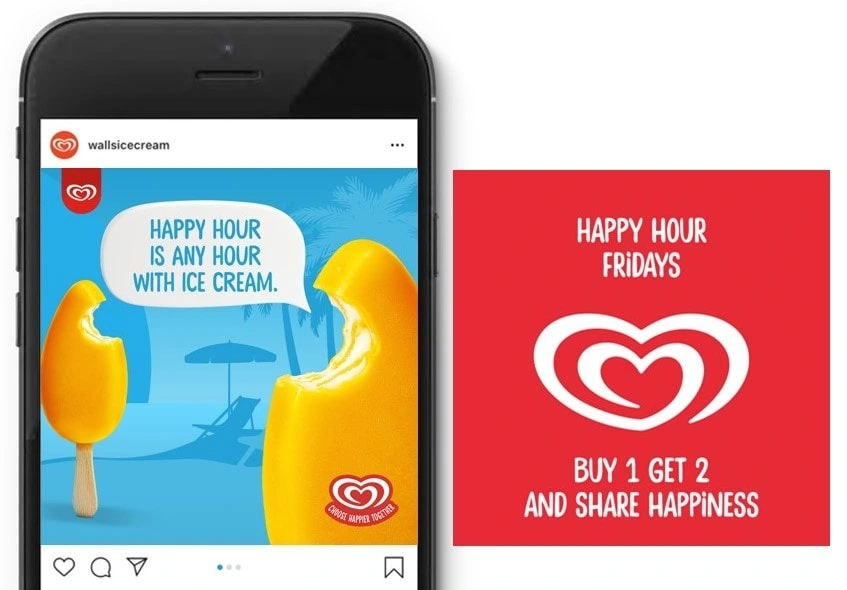 Paid media 'happy hour campaign' for socials.
