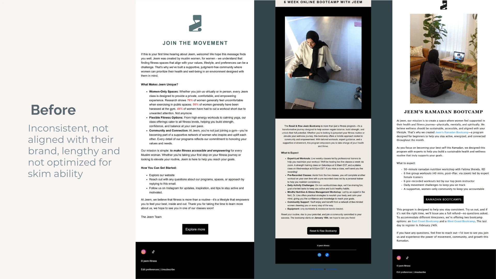 Jeem Emails Before Redesigning