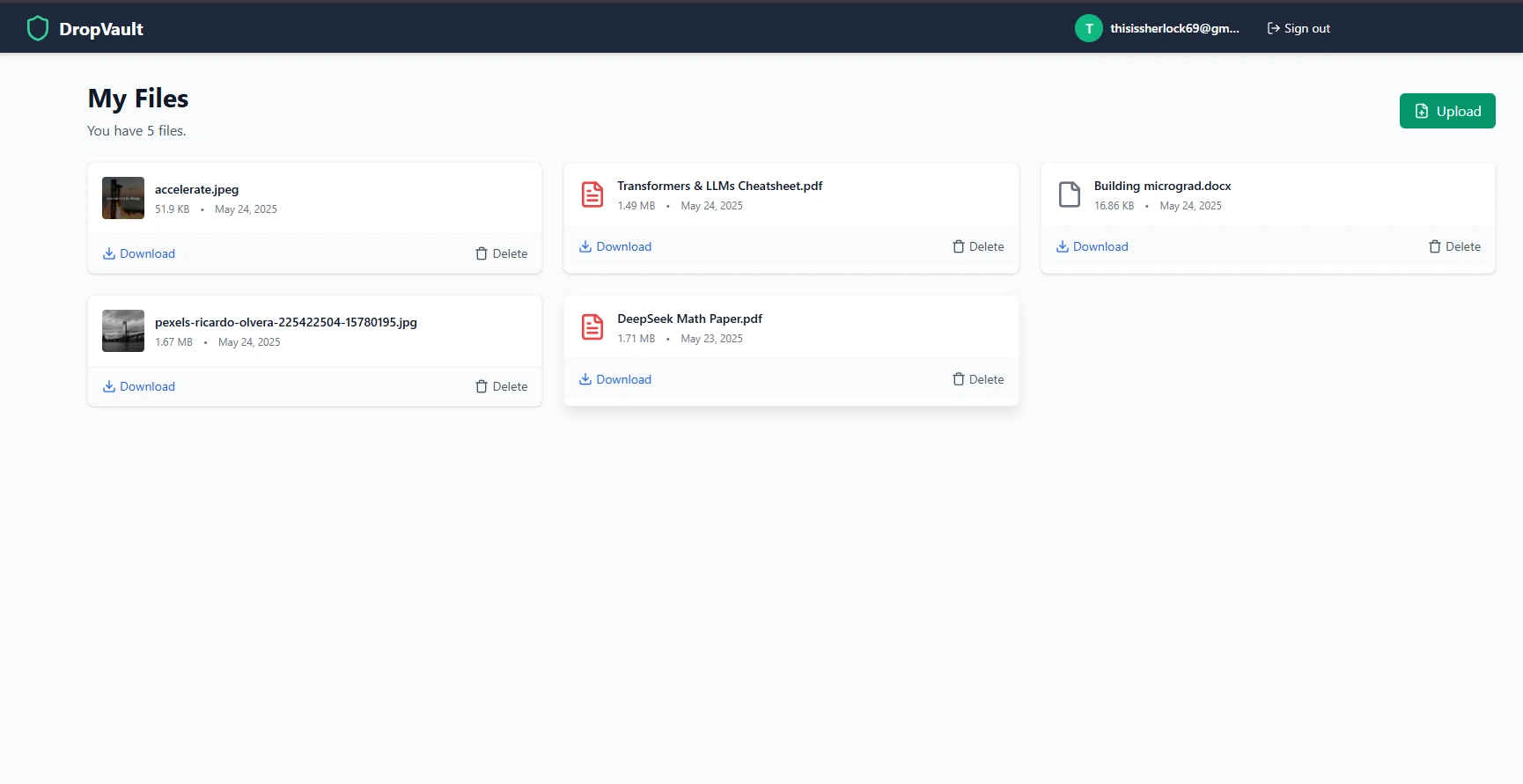 DropVault - My Dashboard