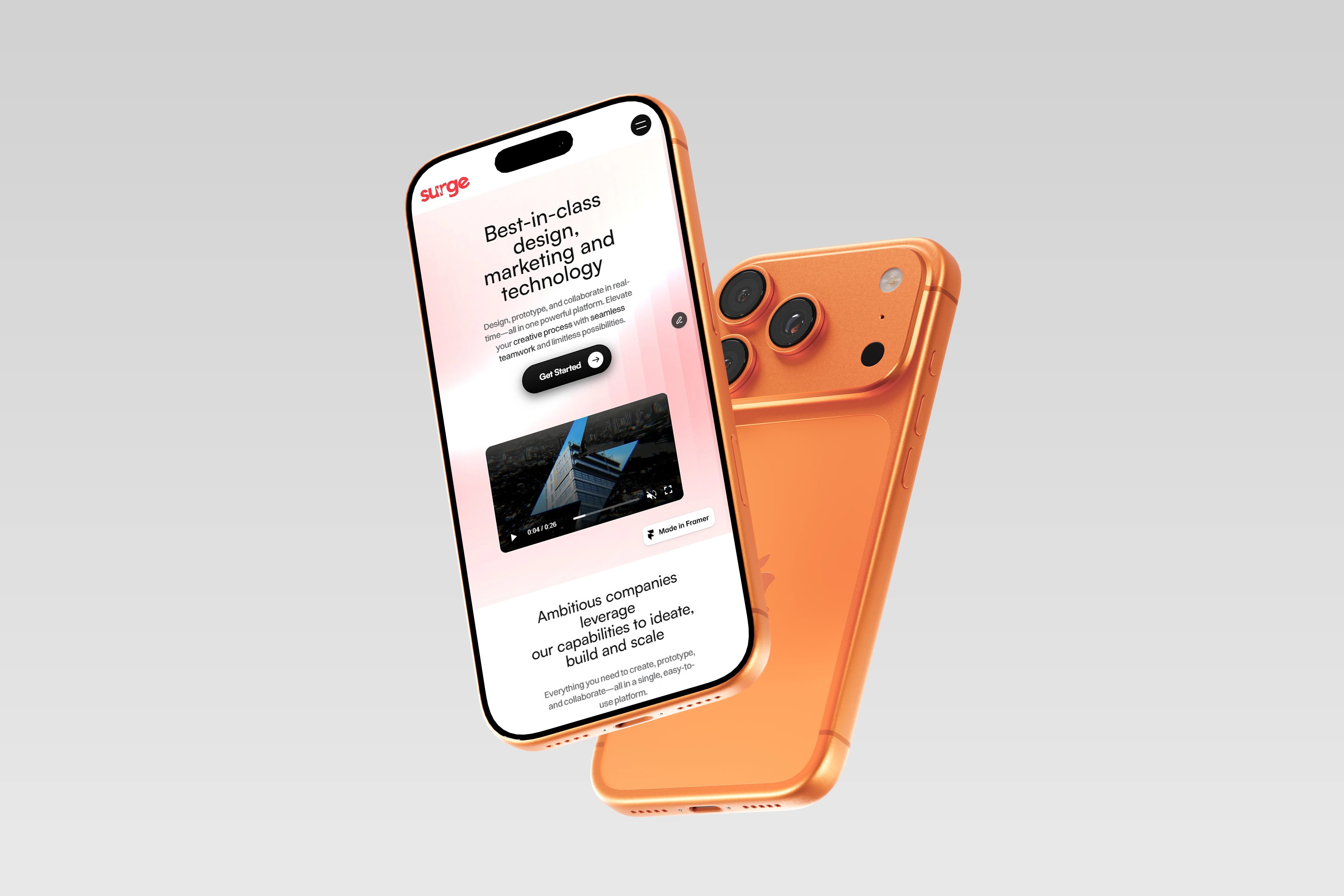 Mobile view of hero section