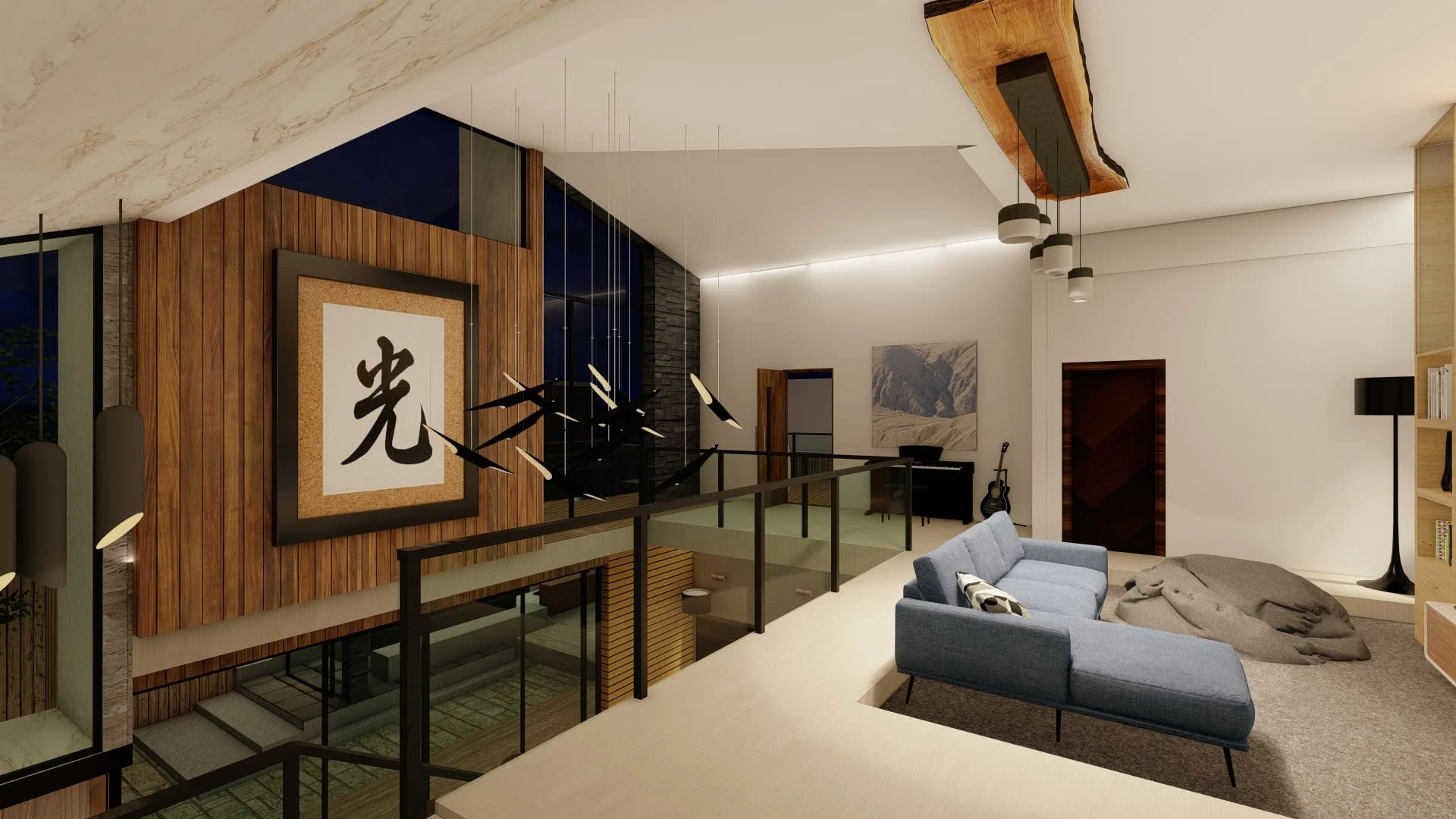 UP FLOOR, LIVING ROOM (Night View)