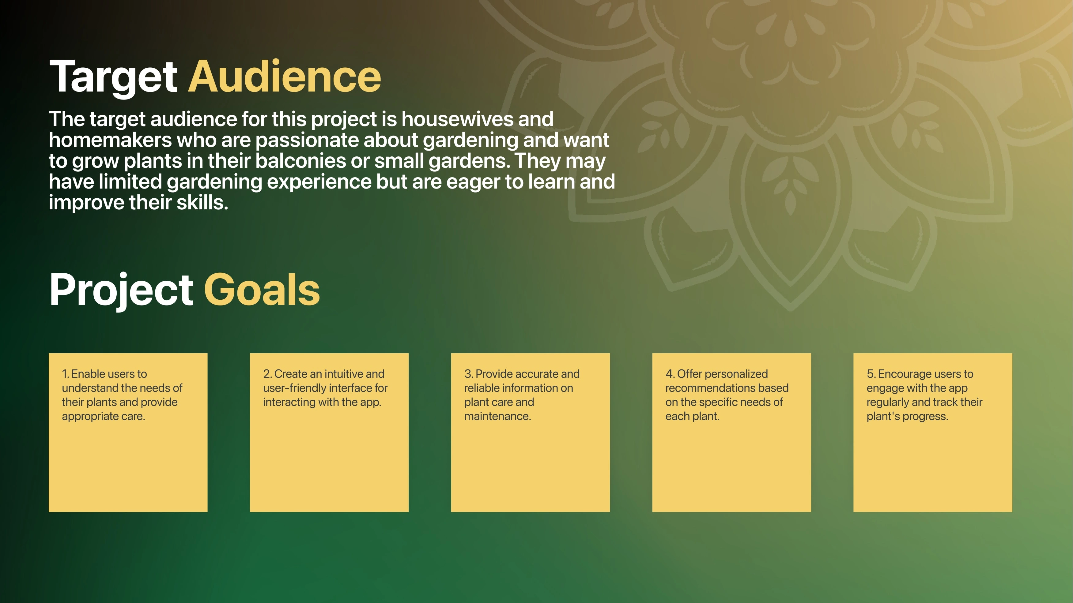We have an overview of FloraConnect, describing how the app brings joy and greenery into homes, with tools for tracking, learning, and community sharing
