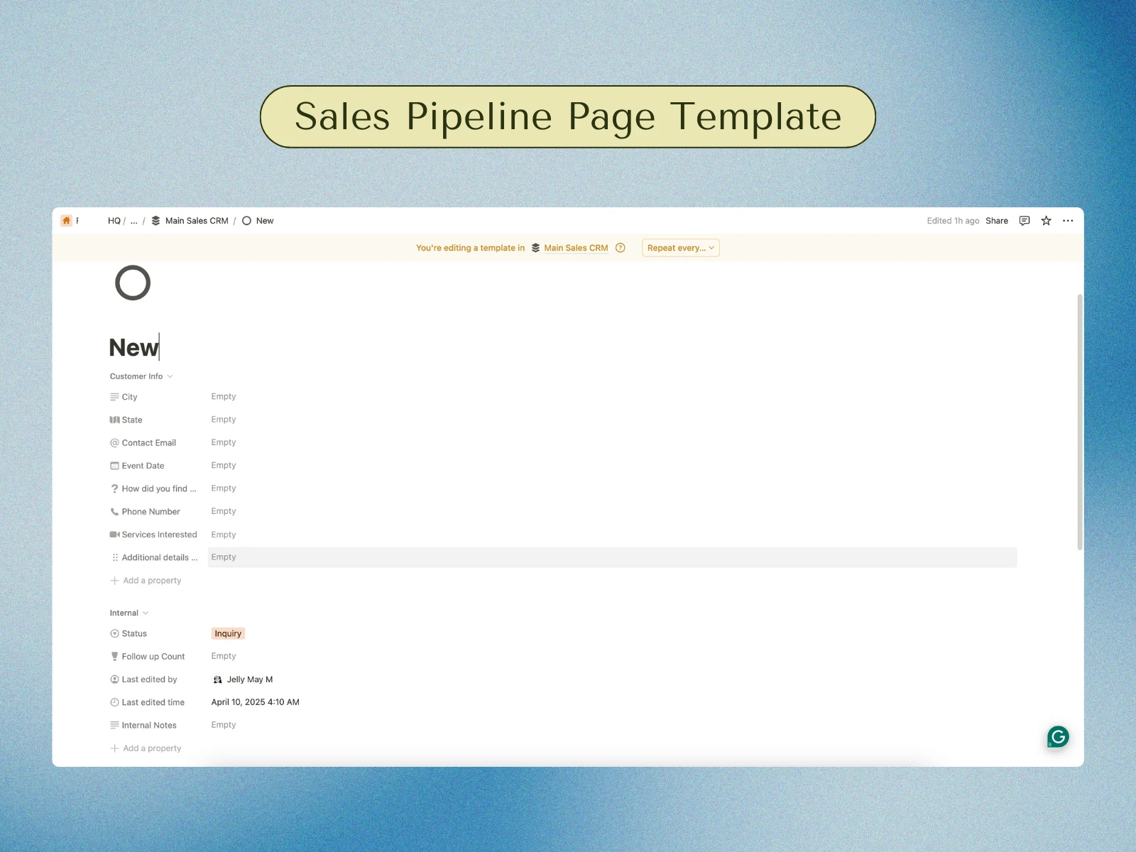 Every lead/pipeline entry contains important info about the client's event and inquiry