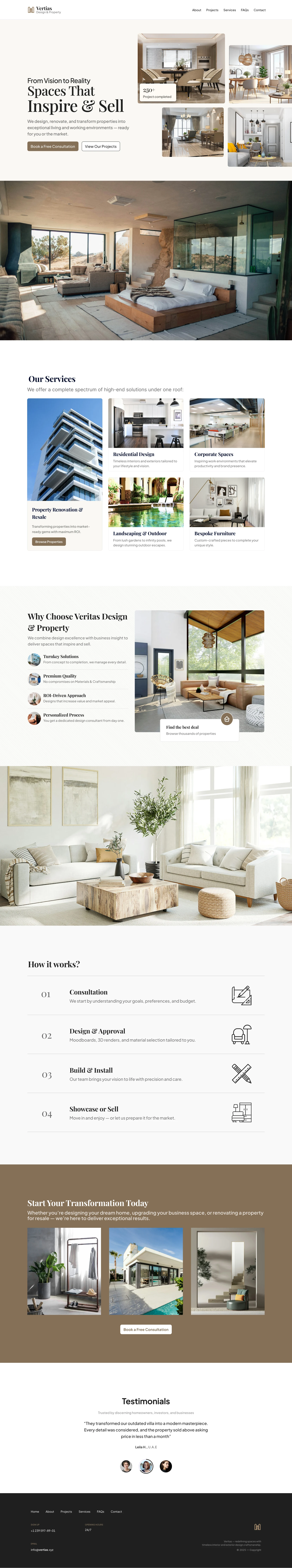 Veritas — Interior & Exterior Design Landing Page