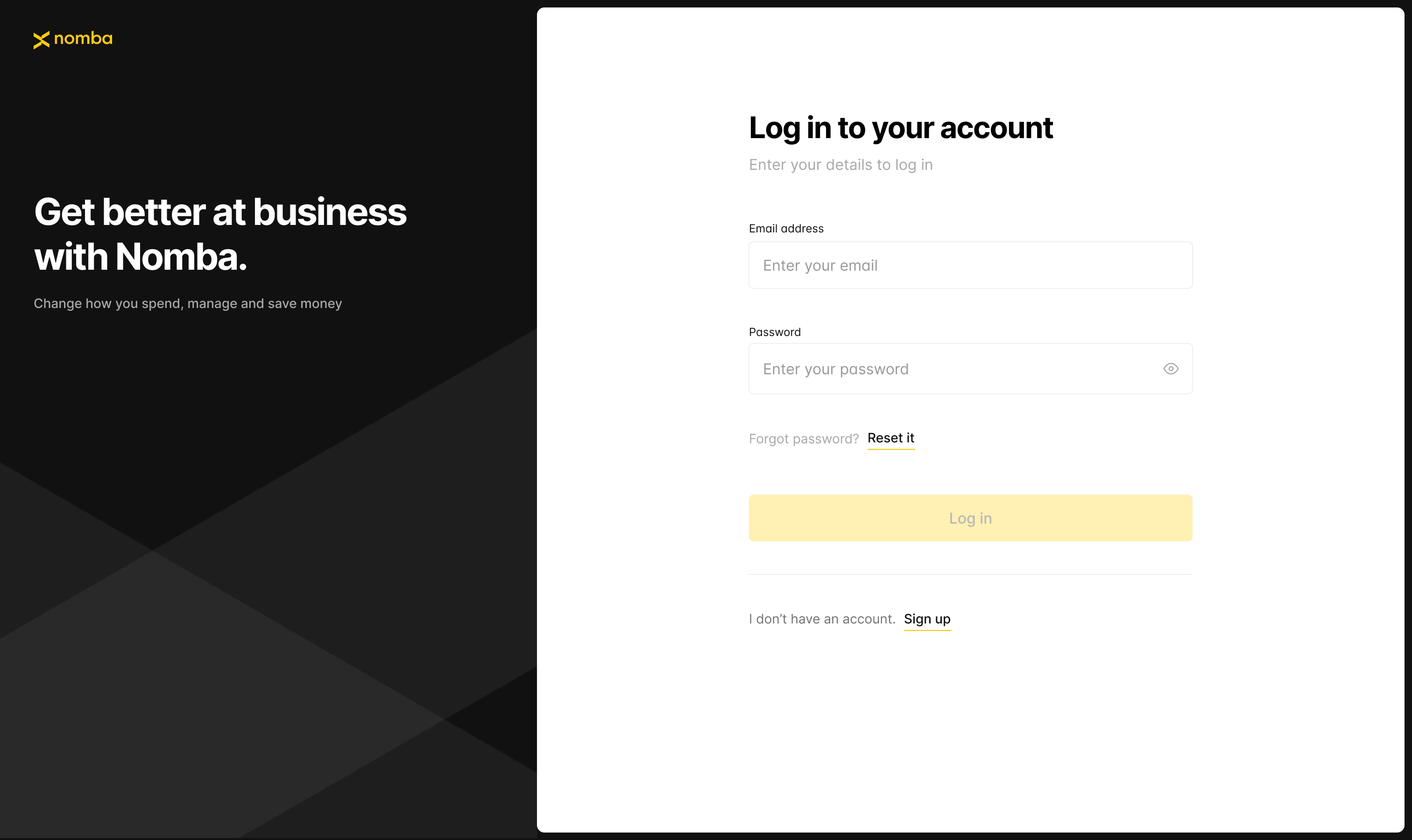 Login page - Entry
