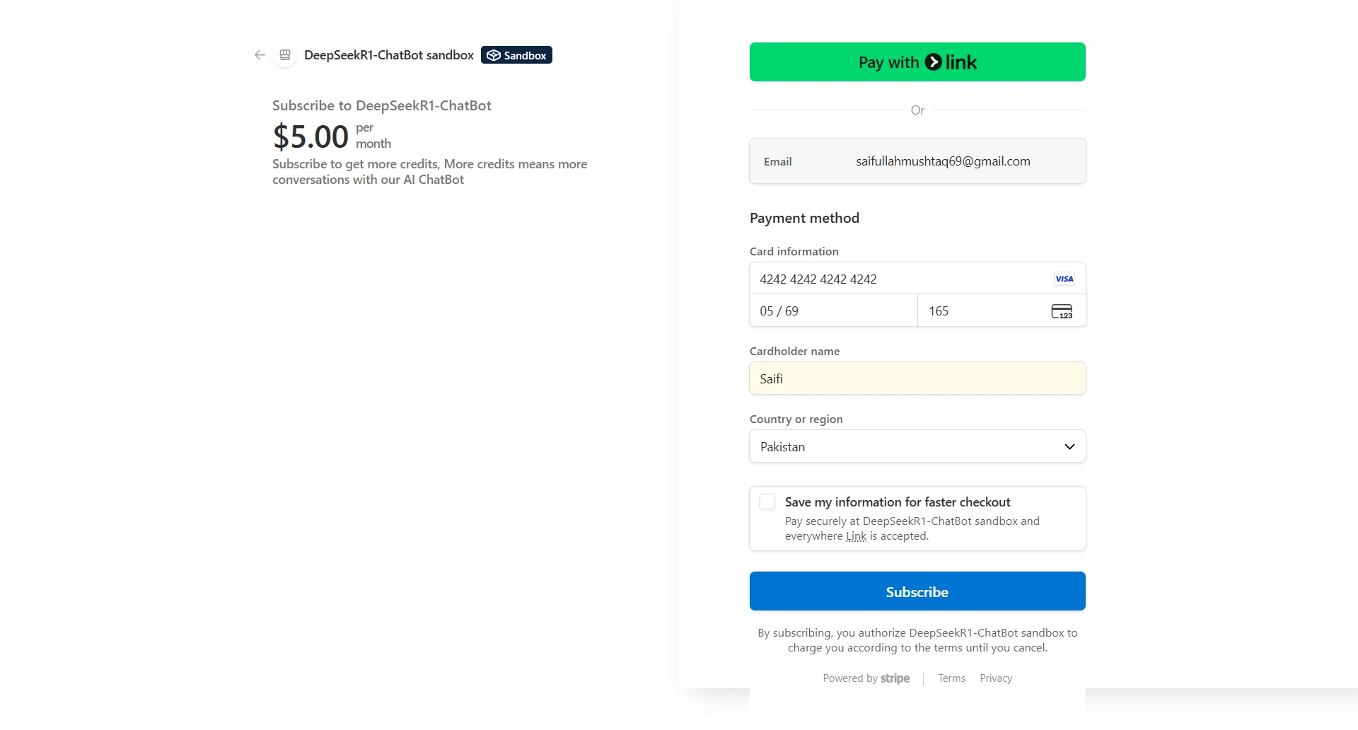 Secure Stripe Checkout