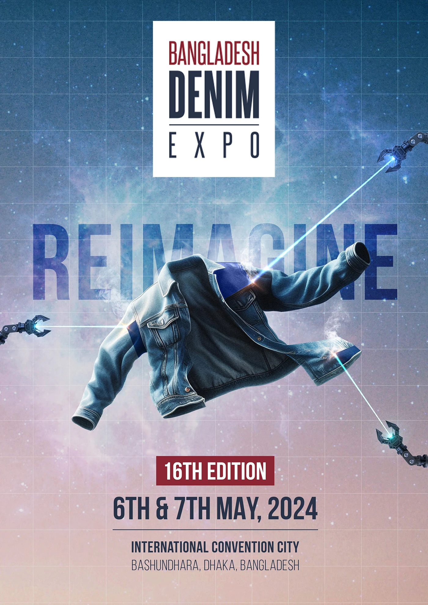 Key Visual Design for the Bangladesh Denim Expo - 16th Edition Theme  - "Reimagine"