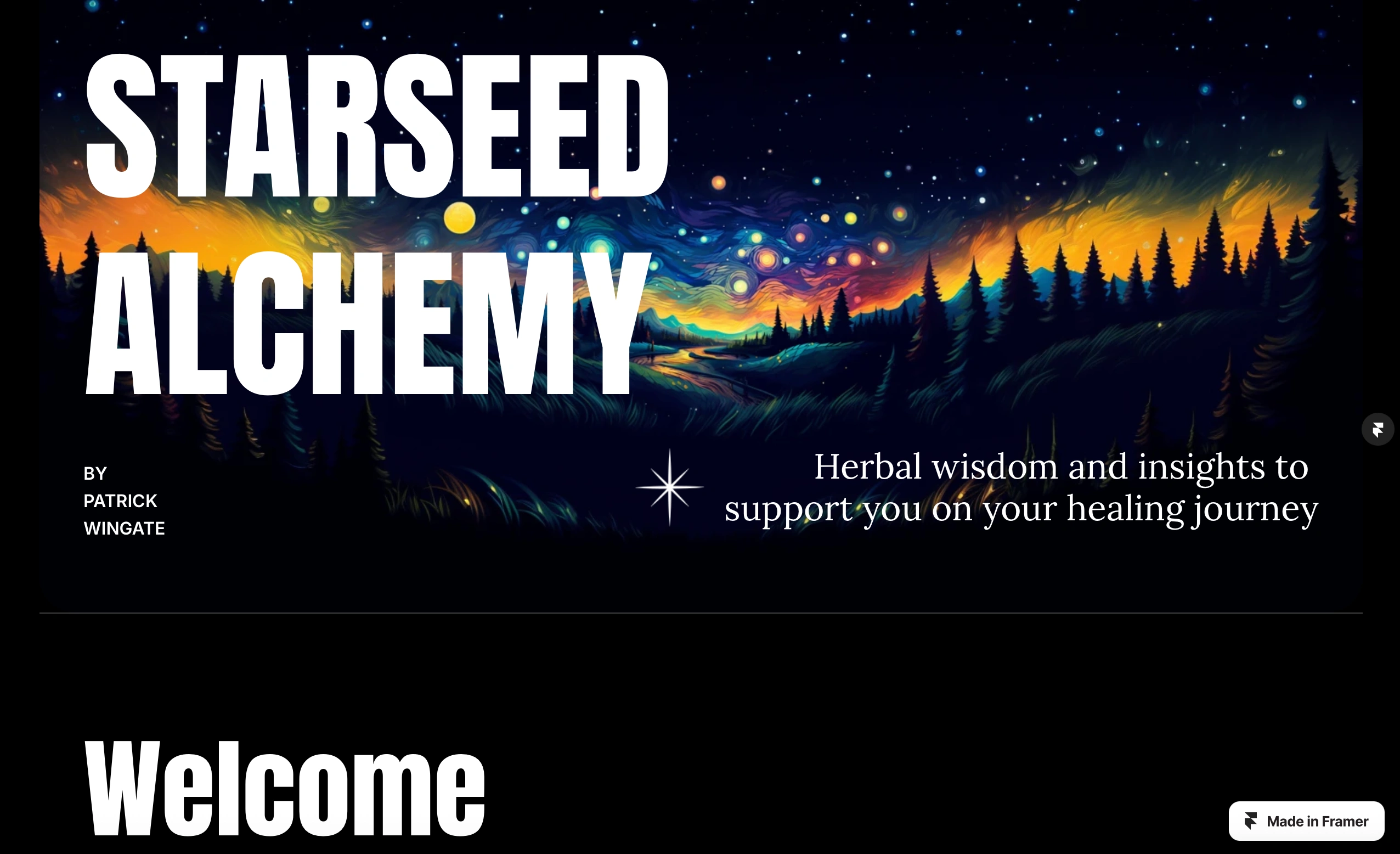 Hero image and header welcoming users to the page